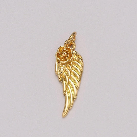 24k gold filled angel wing charm rose half wing add on charm for bracelet necklace earring supply M-888