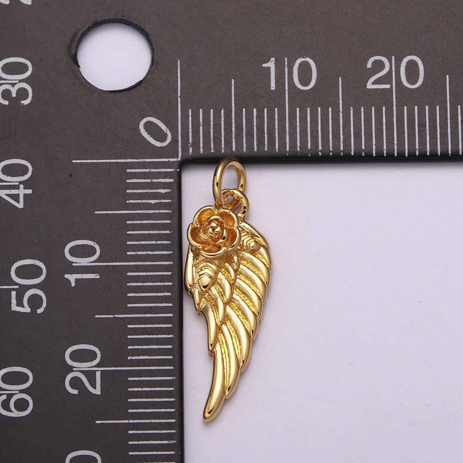 24k gold filled angel wing charm rose half wing add on charm for bracelet necklace earring supply