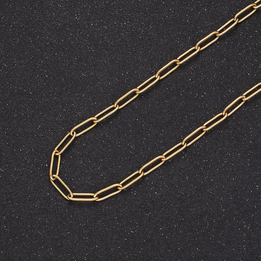 Gold stainless steel 11.7x3.9mm paperclip unfinished chain by yard tarnish free wholesale chain for necklace bracelet supply | roll-1477