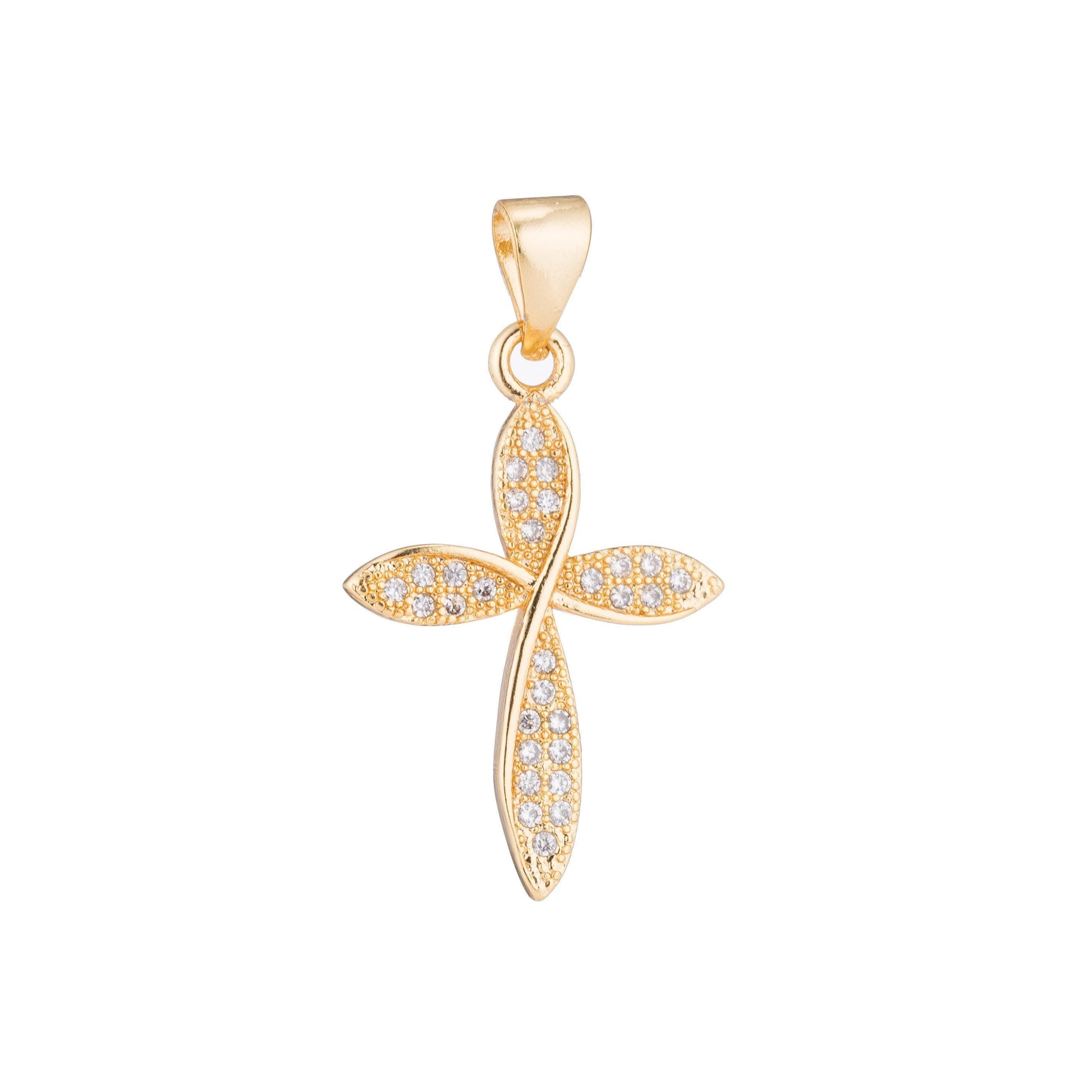 Gold cross, jesus faith swirl love modern simplicity craft cz necklace pendant charm bead bails findings for jewelry making h-361