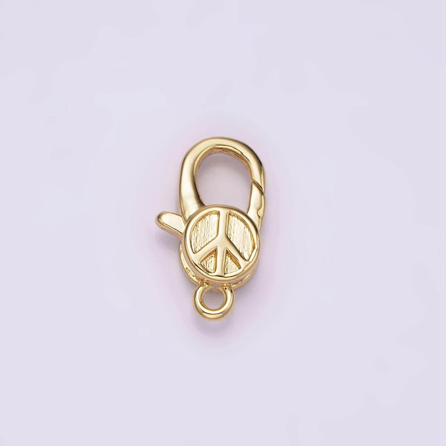 Gold peace clasp, gold filled clasp enhancer love peace sign lobster clasp 12.6x7.1mm z-648