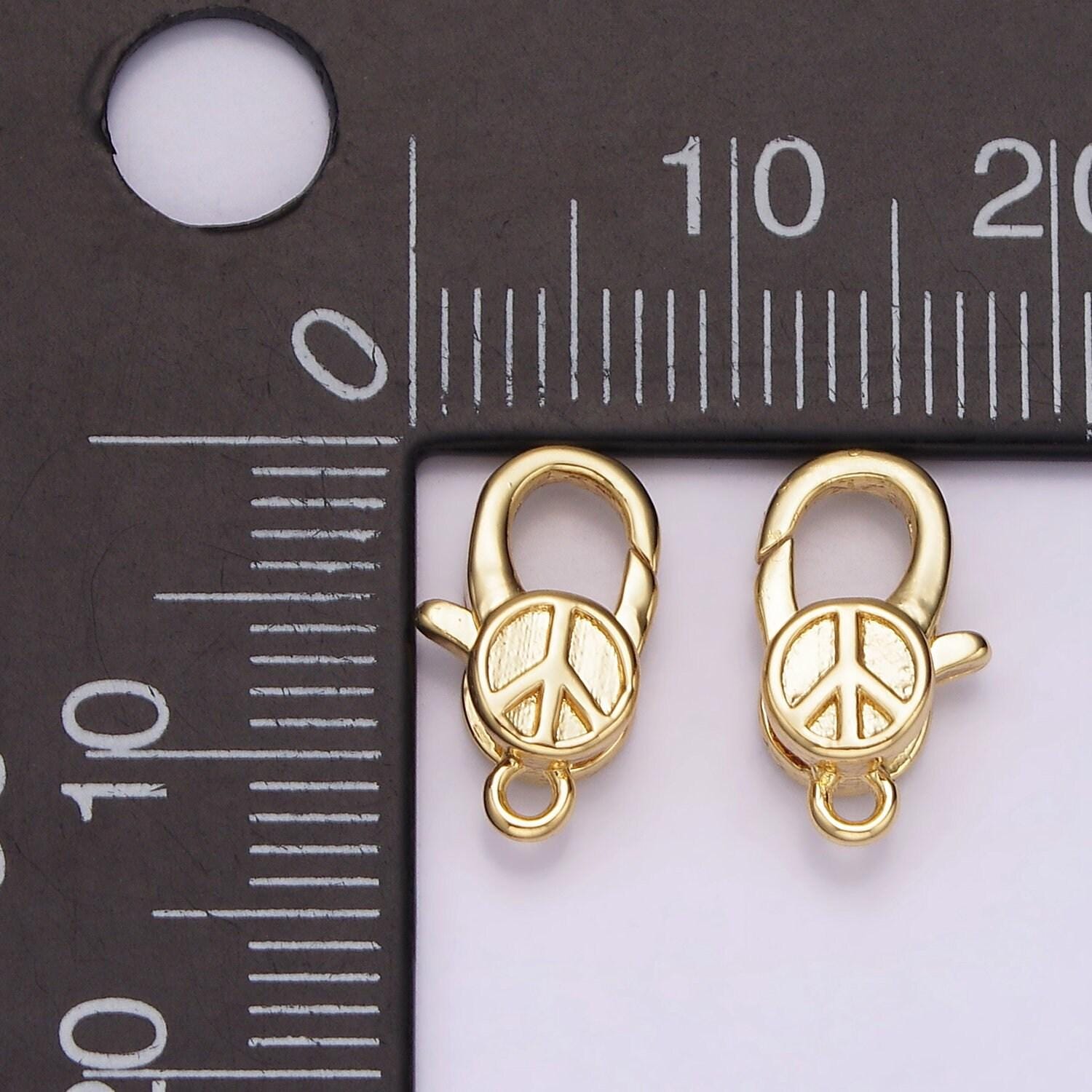 Gold peace clasp, gold filled clasp enhancer love peace sign lobster clasp 12.6x7.1mm z-648