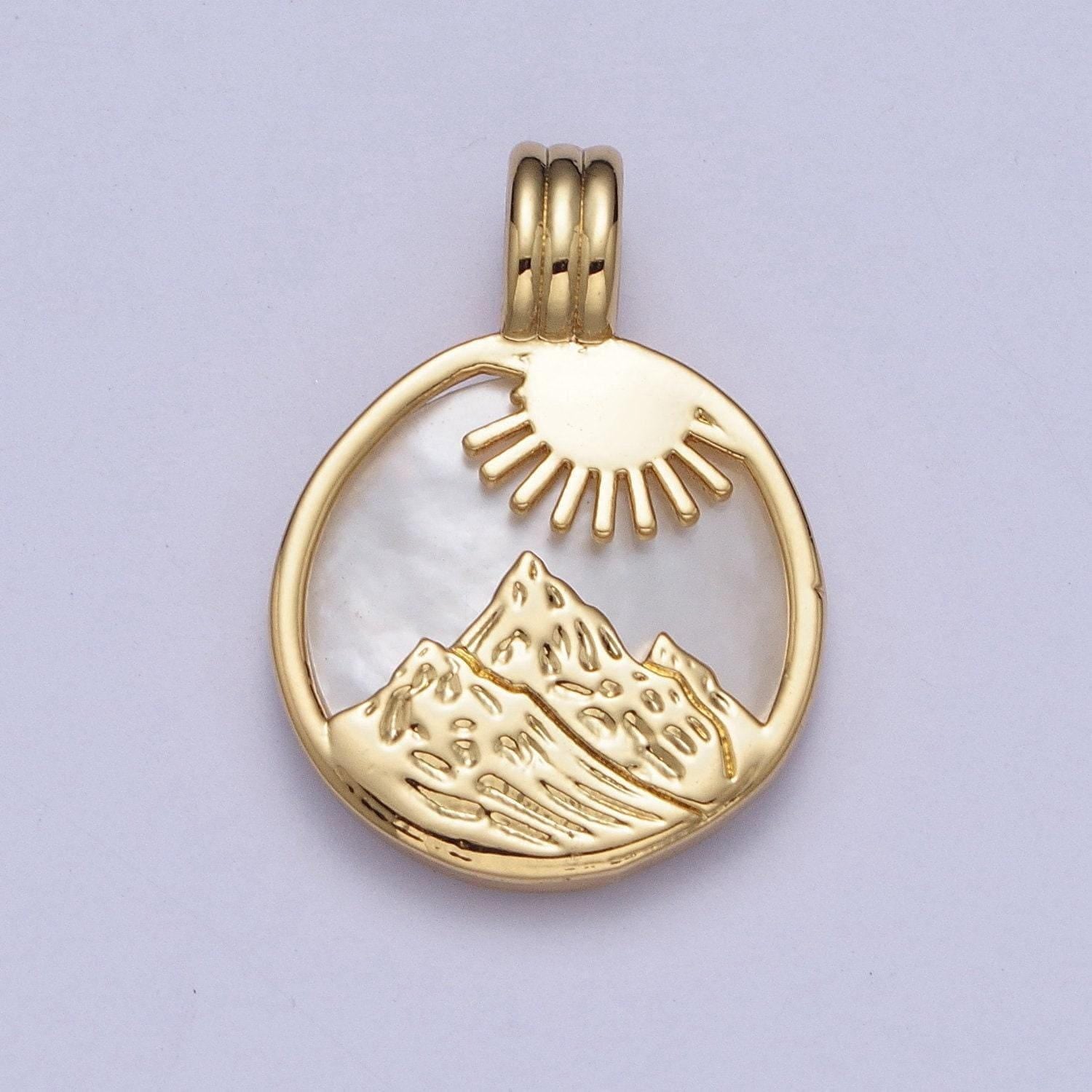 24k gold filled element collection: gold element sun ray pendants, fire wind earth water coin medallion charms | x-402~x-405