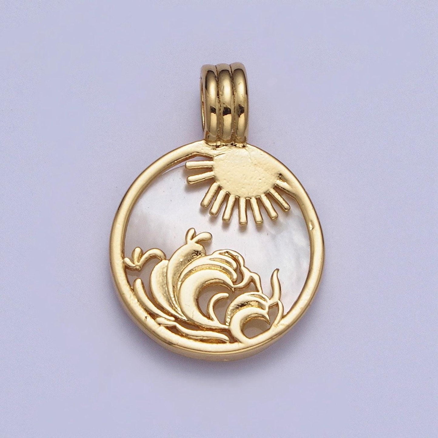 24k gold filled element collection: gold element sun ray pendants, fire wind earth water coin medallion charms | x-402~x-405