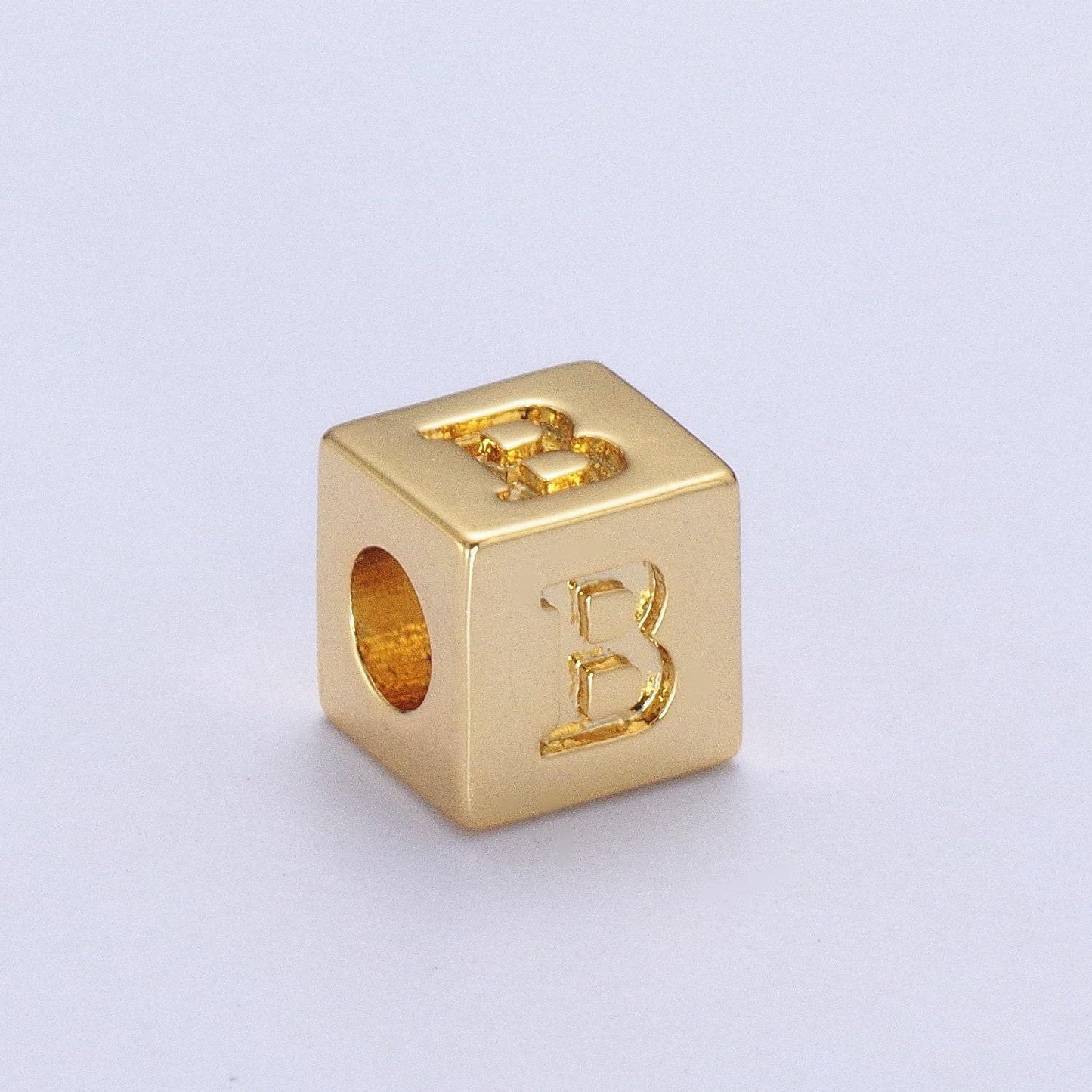 Gold initial letter block charm connector, 6.2mm blocks alphabet pendants, minimalistic initial letter blocks link connector | a1145 - a1157