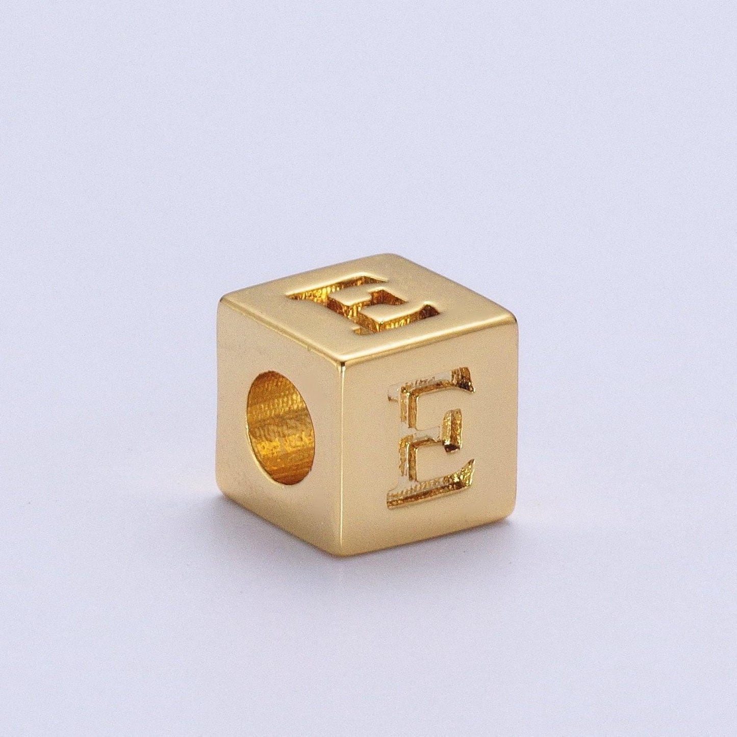 Gold initial letter block charm connector, 6.2mm blocks alphabet pendants, minimalistic initial letter blocks link connector | a1145 - a1157