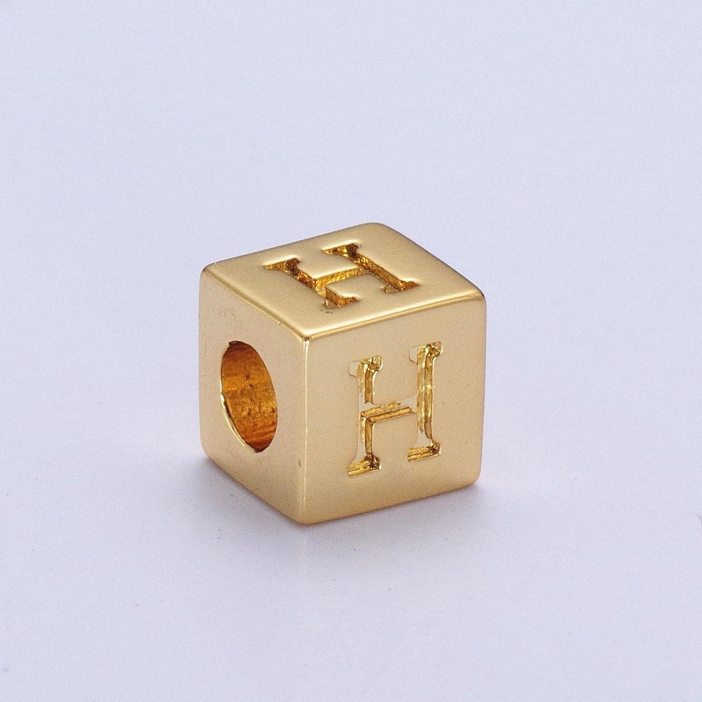 Gold initial letter block charm connector, 6.2mm blocks alphabet pendants, minimalistic initial letter blocks link connector | a1145 - a1157