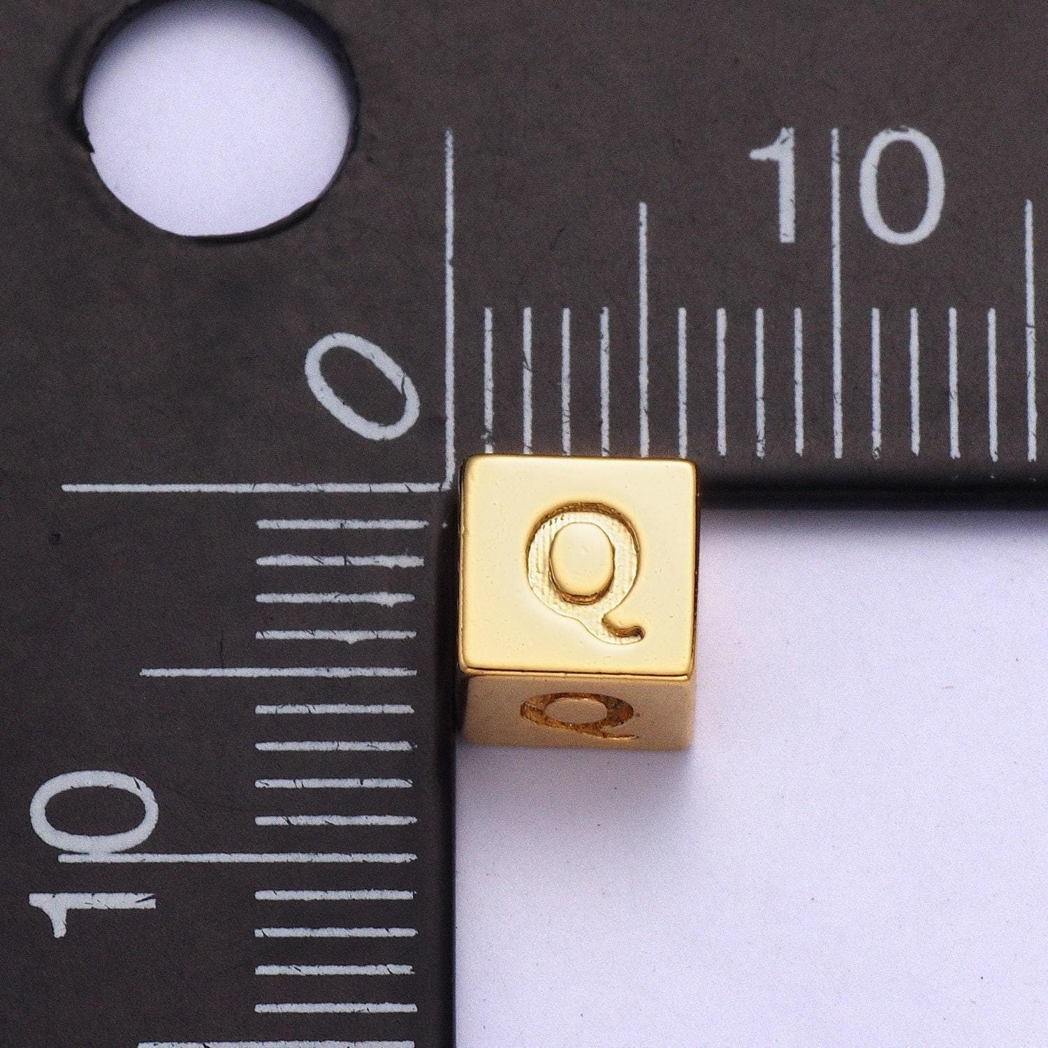Gold initial letter block charm connector, 6.2mm blocks alphabet pendants, minimalistic initial letter blocks link connector | a1145 - a1157