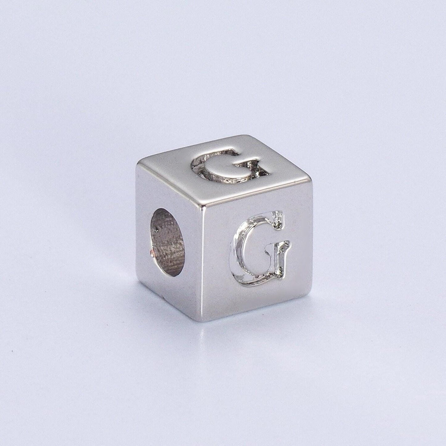 Silver initial letter block charm connector, 6.2mm blocks alphabet pendants, minimalistic initial letter blocks link connector a1158-a1170