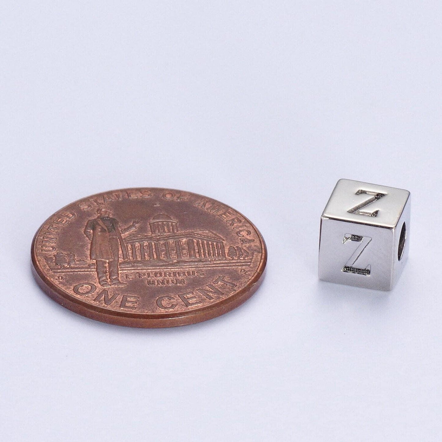 Silver initial letter block charm connector, 6.2mm blocks alphabet pendants, minimalistic initial letter blocks link connector a1158-a1170