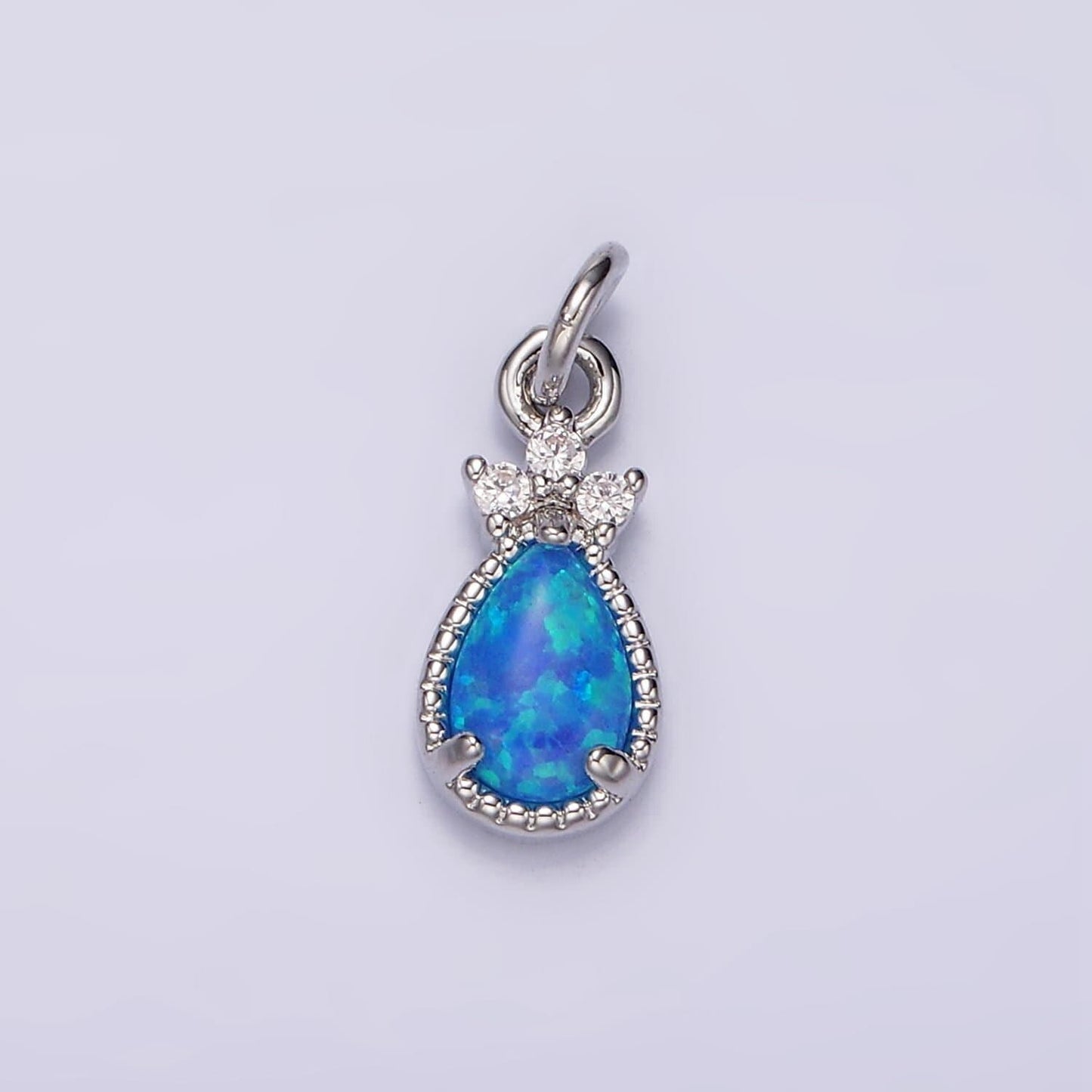 14k gold filled blue opal; teardrop mini add-on charm in gold & silver | ag424 ag425