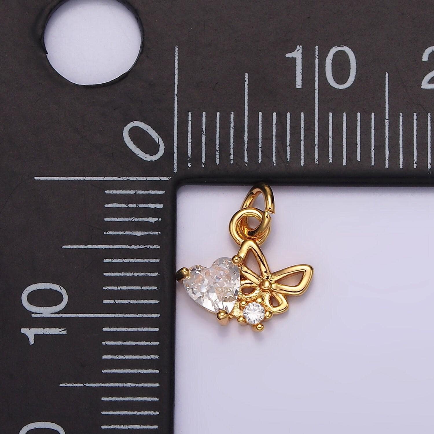 16k gold filled clear heart open butterfly add-on charm | ag104