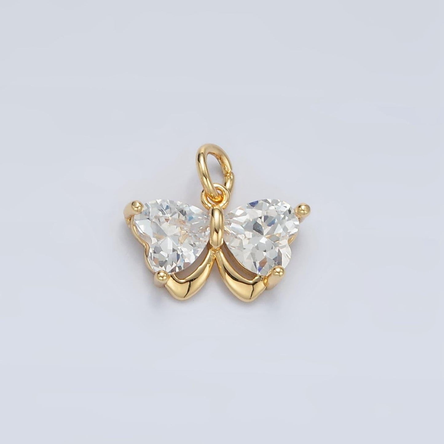 Mini 18k gold filled butterfly charm micro paved mariposa butterfly cz gold silver pendant | m135