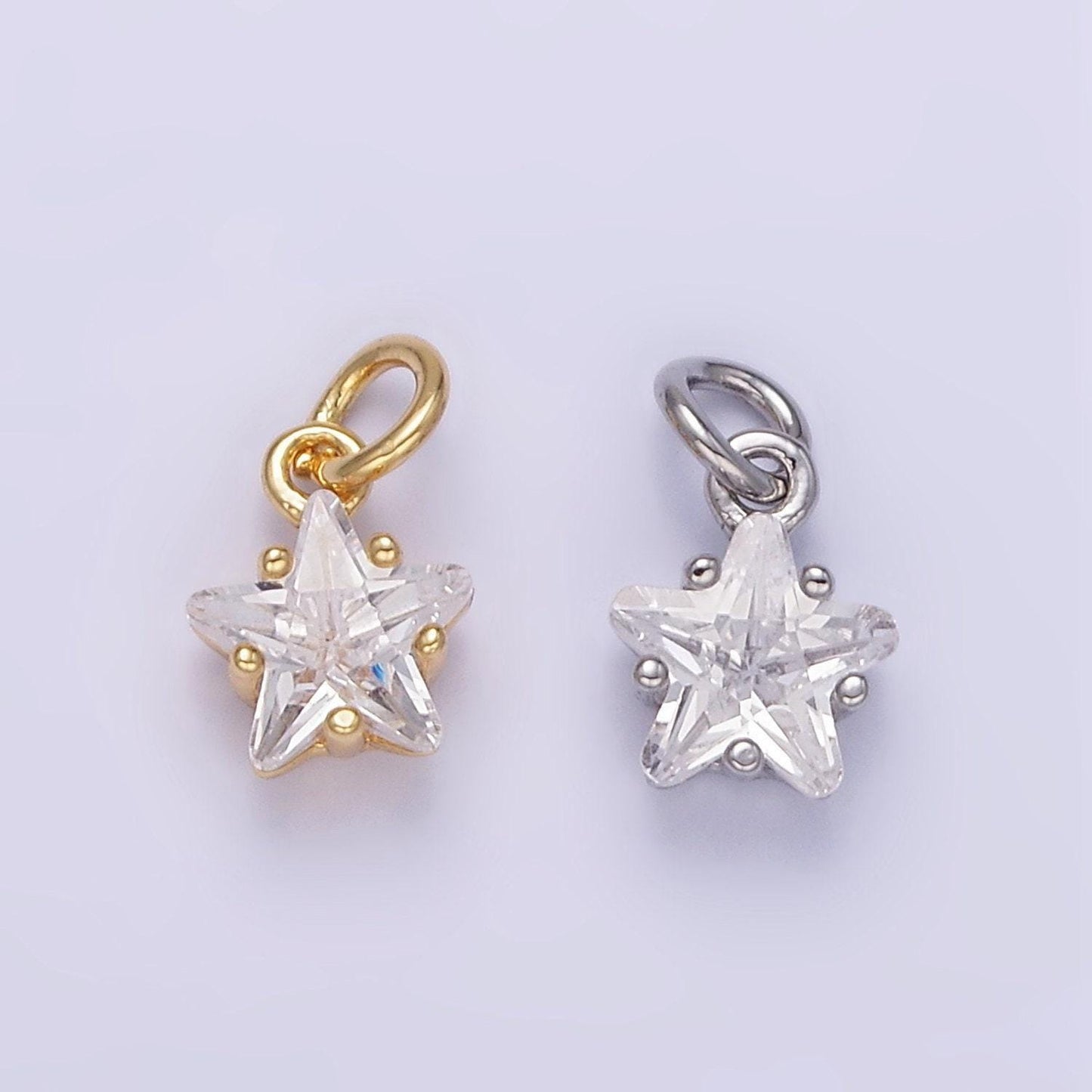Mini star charm gold cz star charm, clear cubic silver star charms cz celestial jewelry star charm dainty small chandelier charm ag848