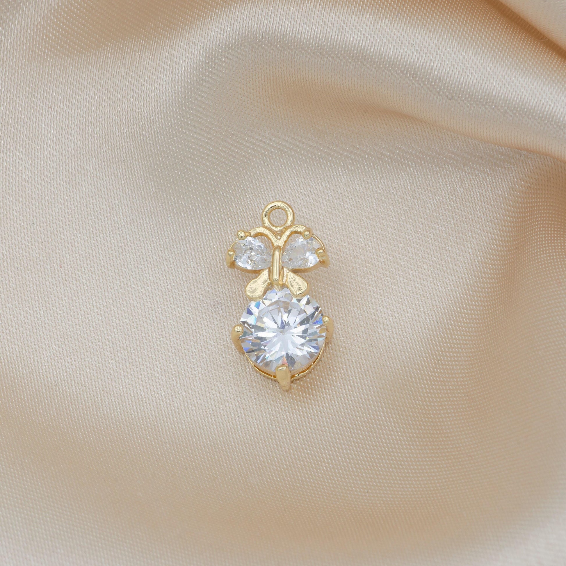 Mini gold butterfly charm cubic frindship charm pendant solitaire dangle for minimalist for bracelet necklace earring supply component -524