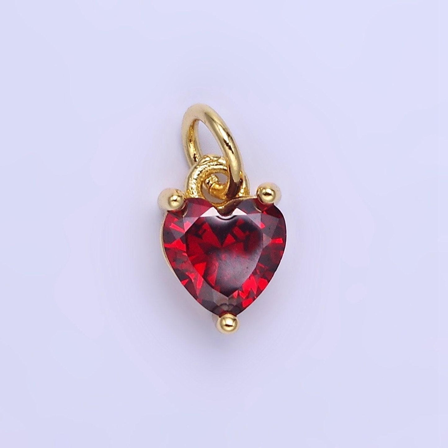 14k gold filled 8.7mm cz cubic zirconia heart charm in gold & silver | w590 - w606