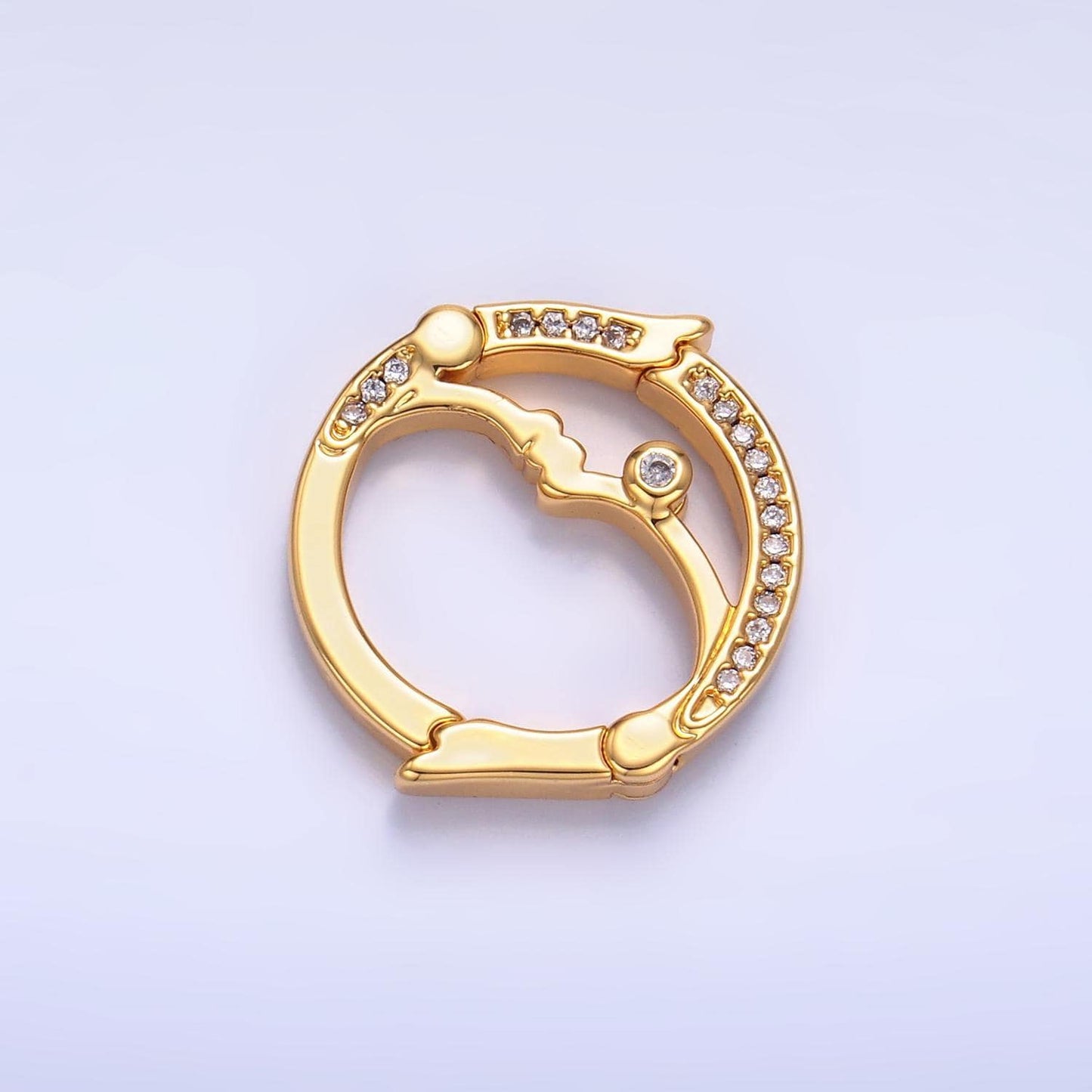24k gold filled double opening infinity round coin cz enhancer clasps for jewelry making z-1027
