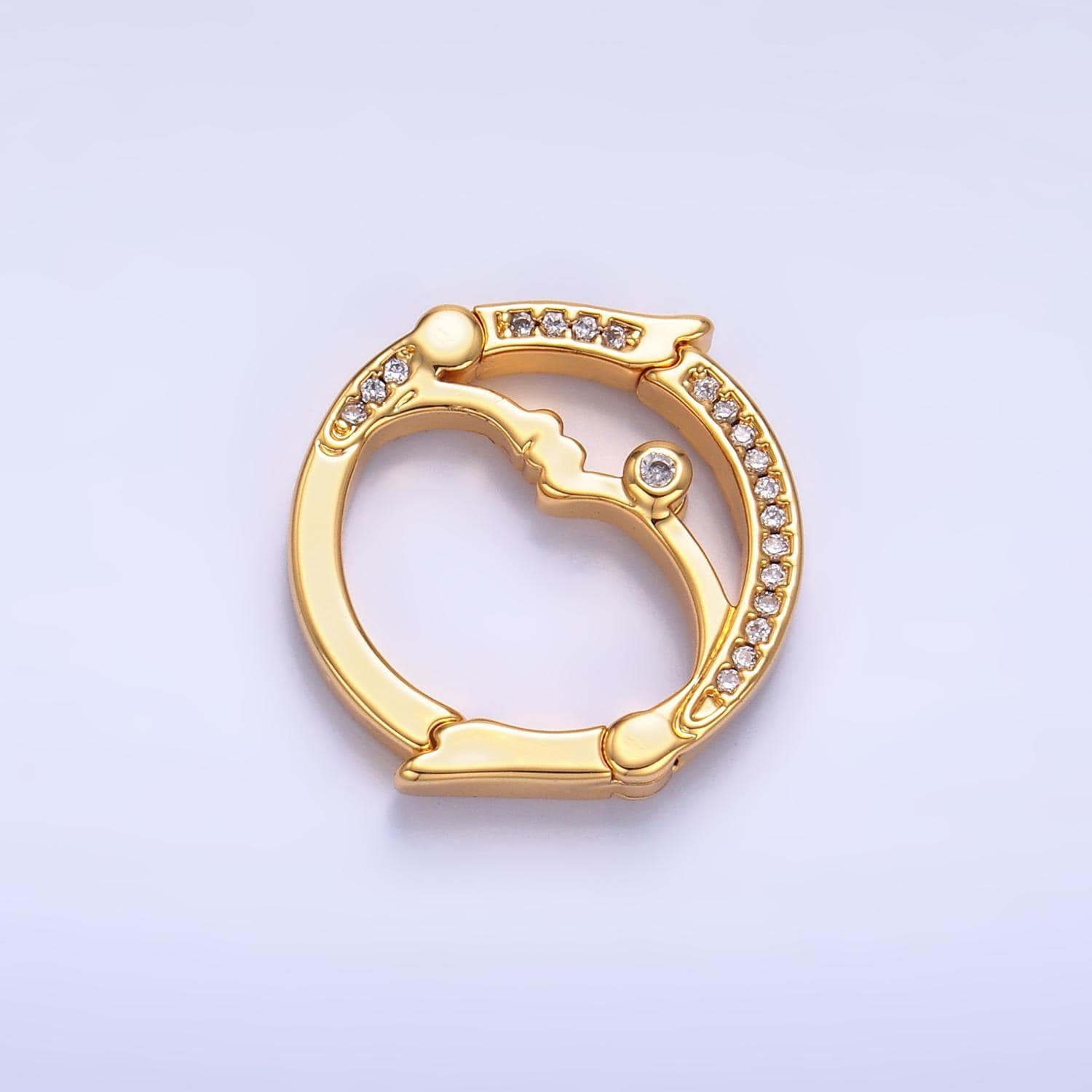 24k gold filled double opening infinity round coin cz enhancer clasps for jewelry making z-1027