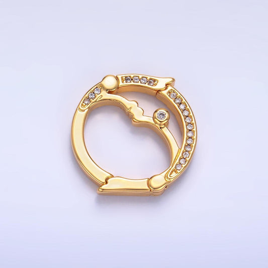 24k gold filled double opening infinity round coin cz enhancer clasps for jewelry making z-1027