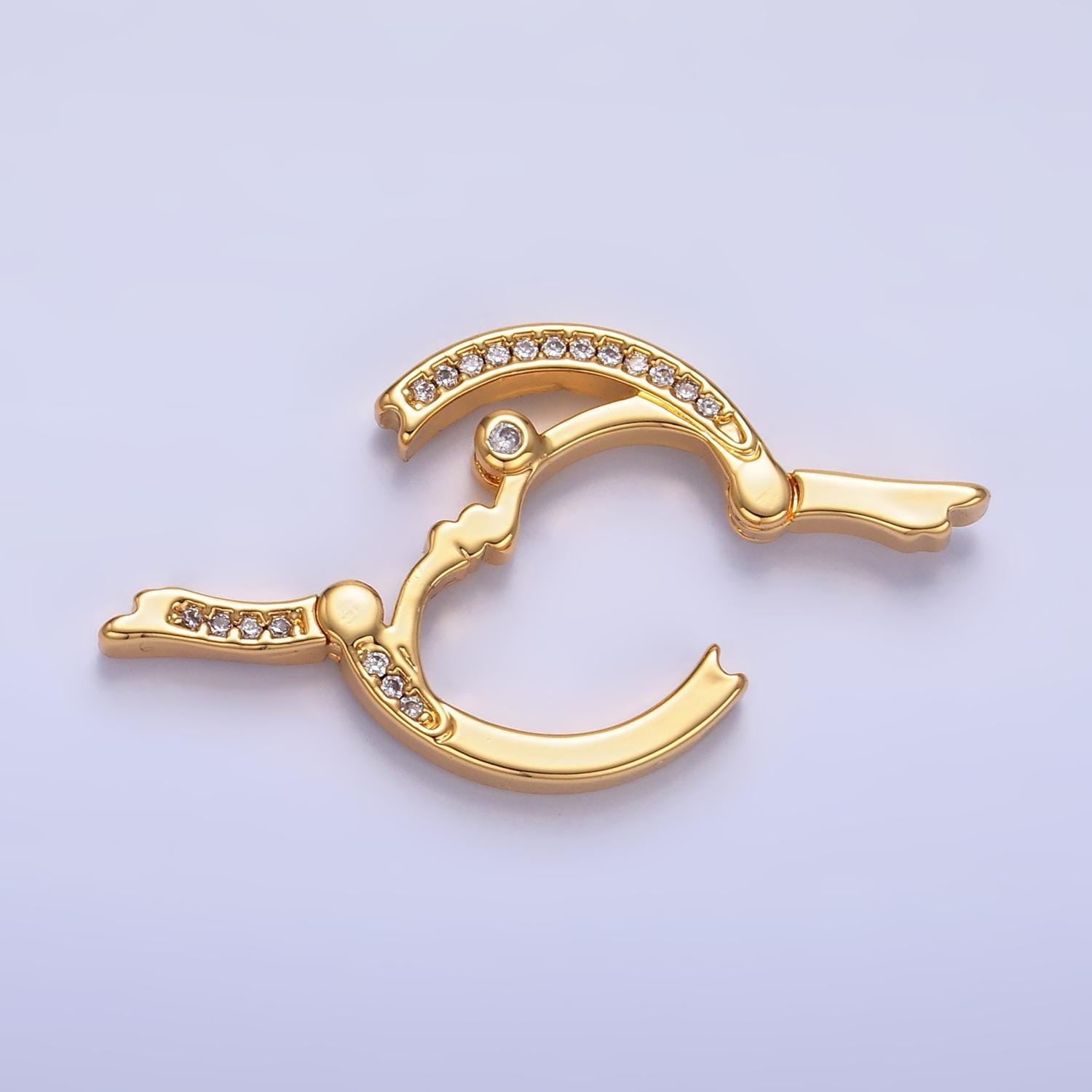 24k gold filled double opening infinity round coin cz enhancer clasps for jewelry making z-1027