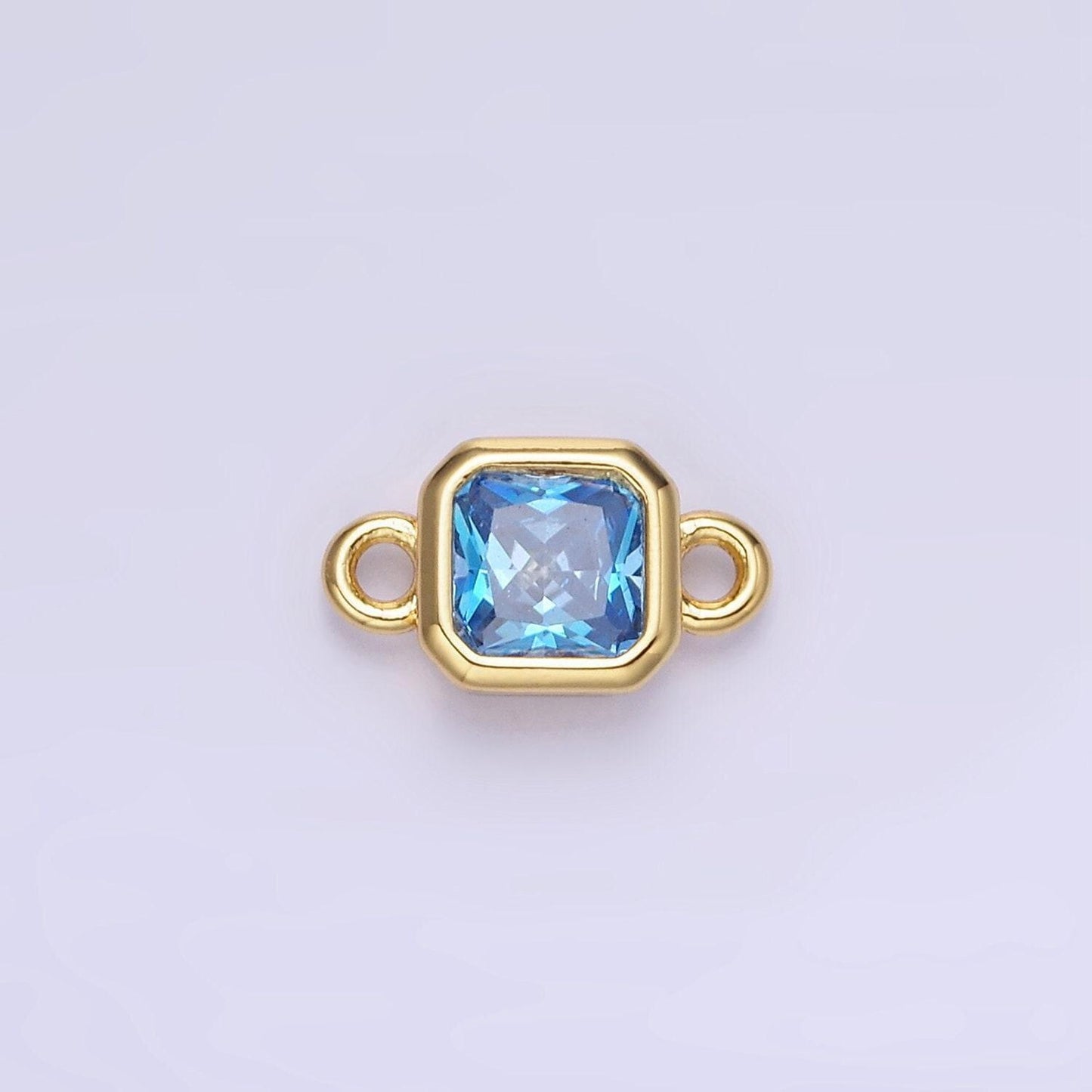 Bezel connector, cz edged square in gold | g472--483