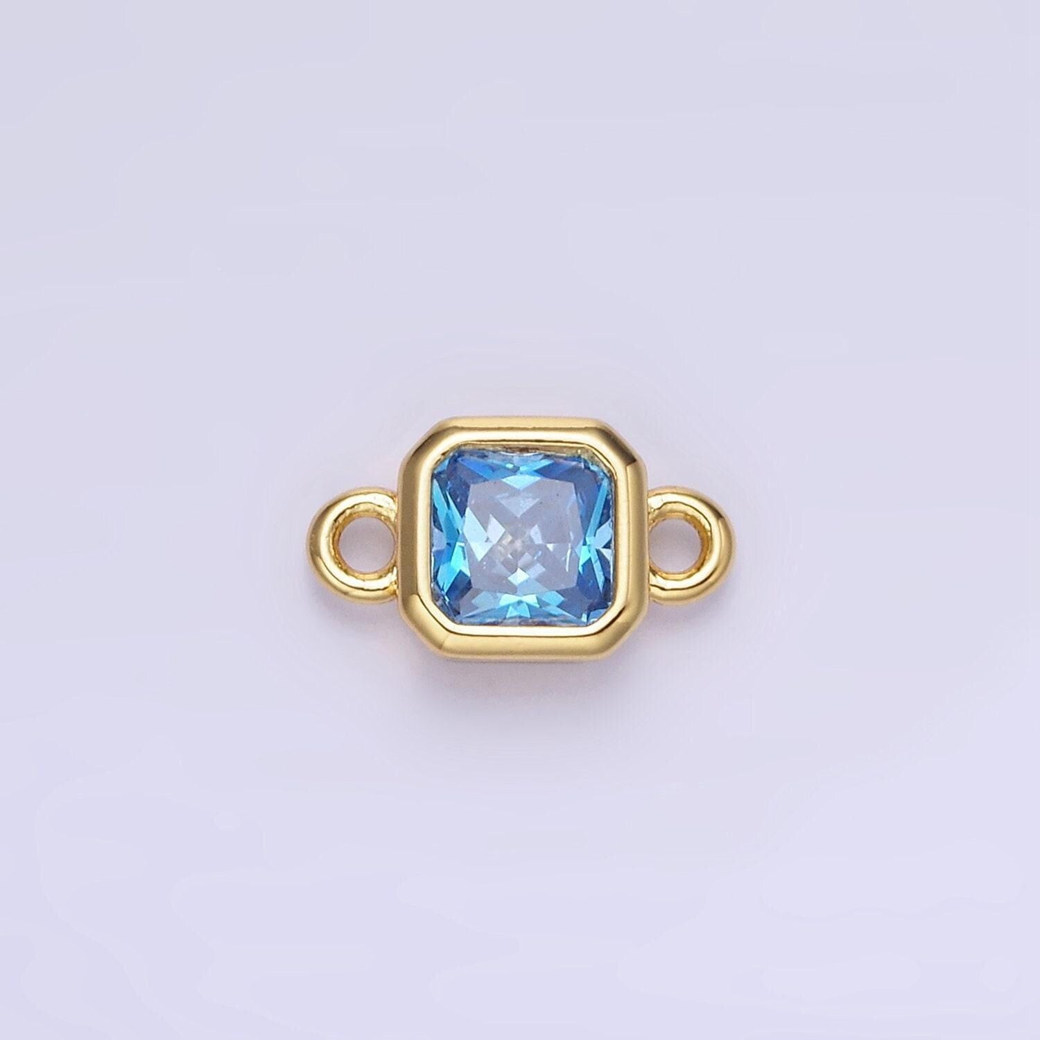 Bezel connector, cz edged square in gold | g472--483