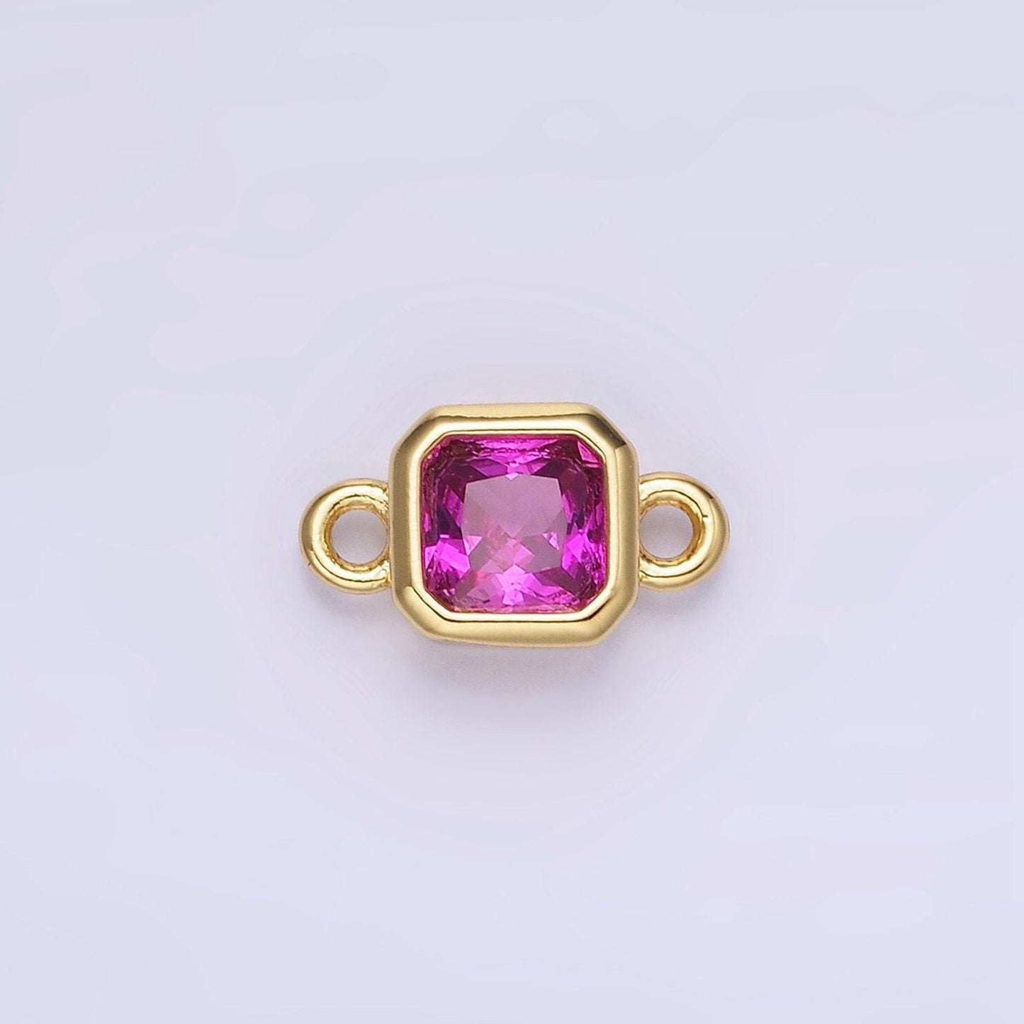 Bezel connector, cz edged square in gold | g472--483