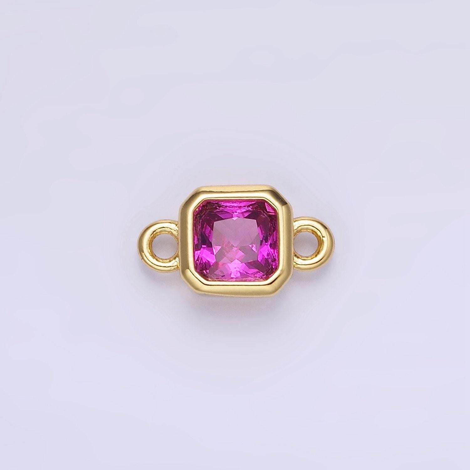 Bezel connector, cz edged square in gold | g472--483