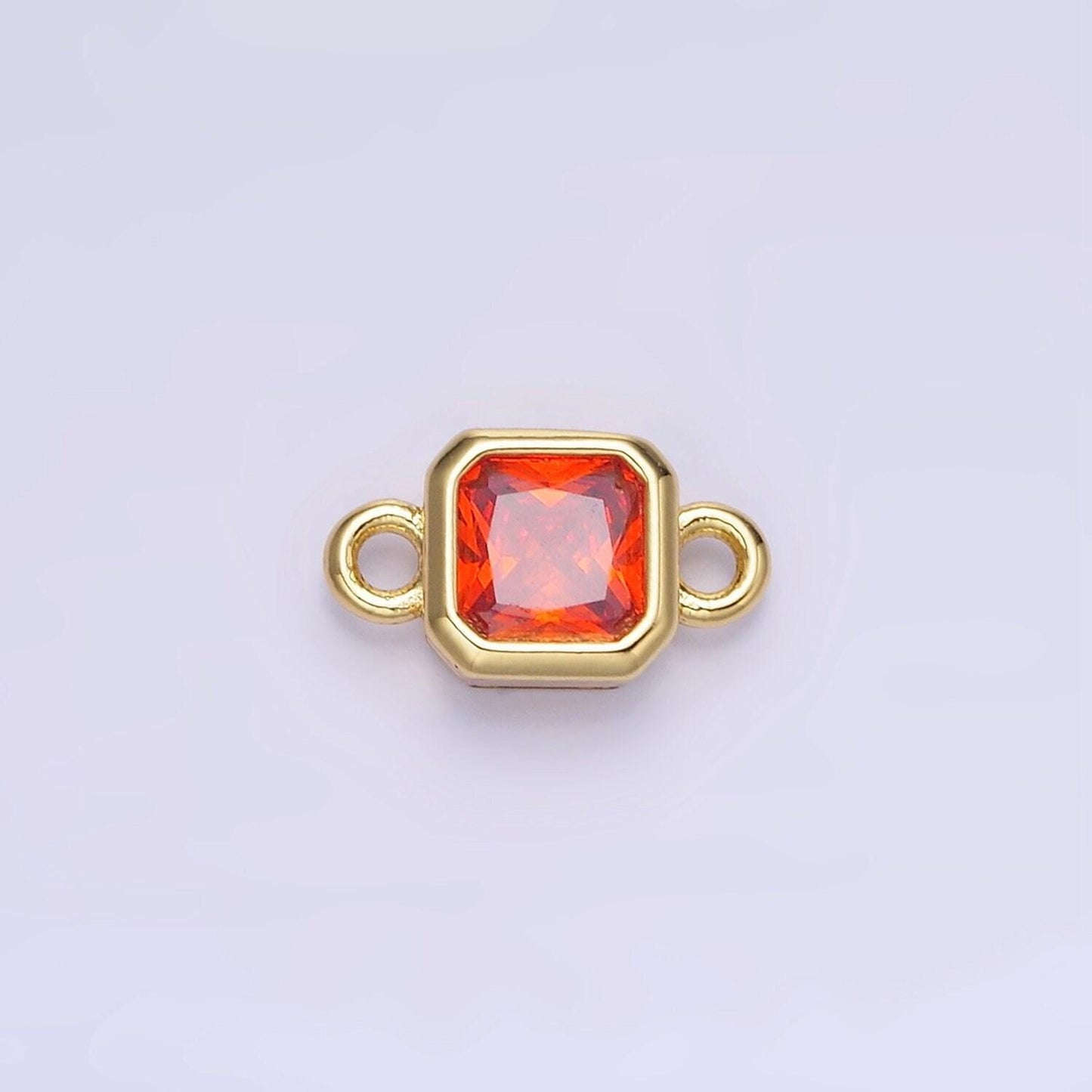 Bezel connector, cz edged square in gold | g472--483