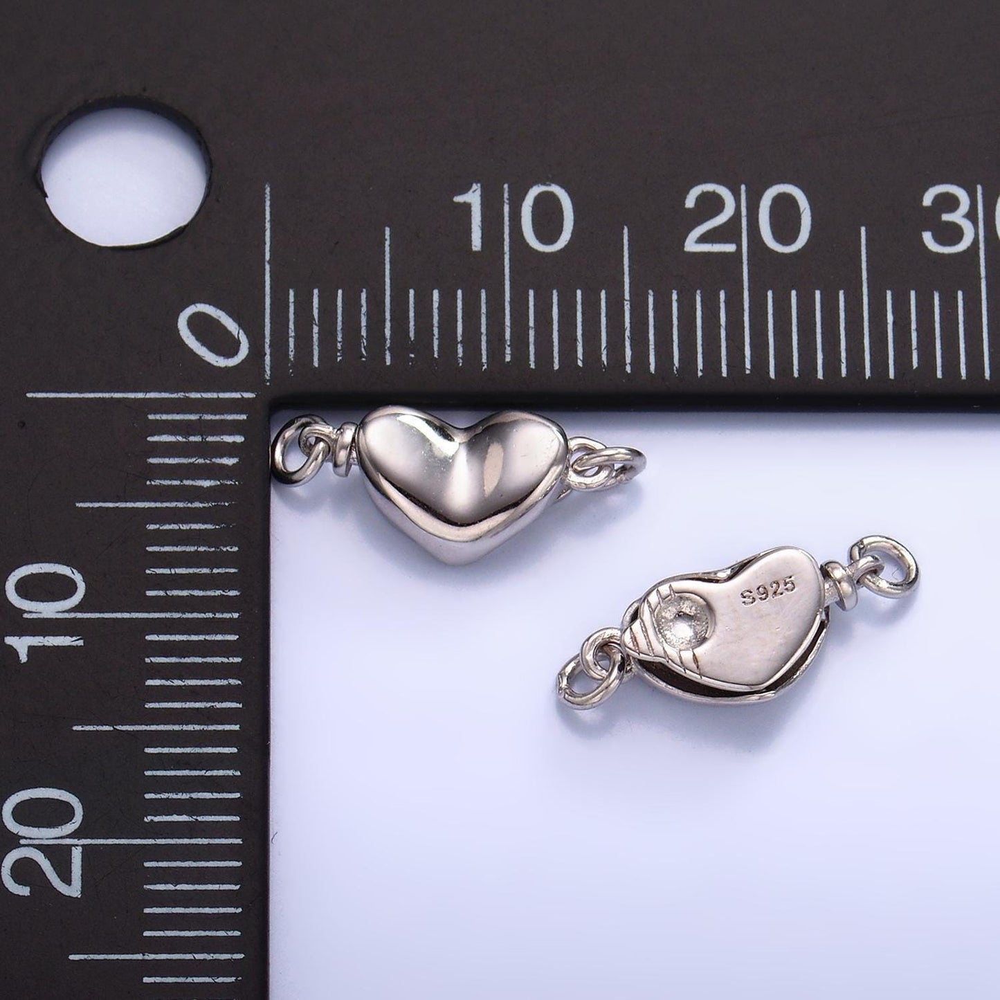 S925 sterling silver heart clasp, push in clasp, push in box clasp connector with ring heart shape clasp, simple clasp connector sl547