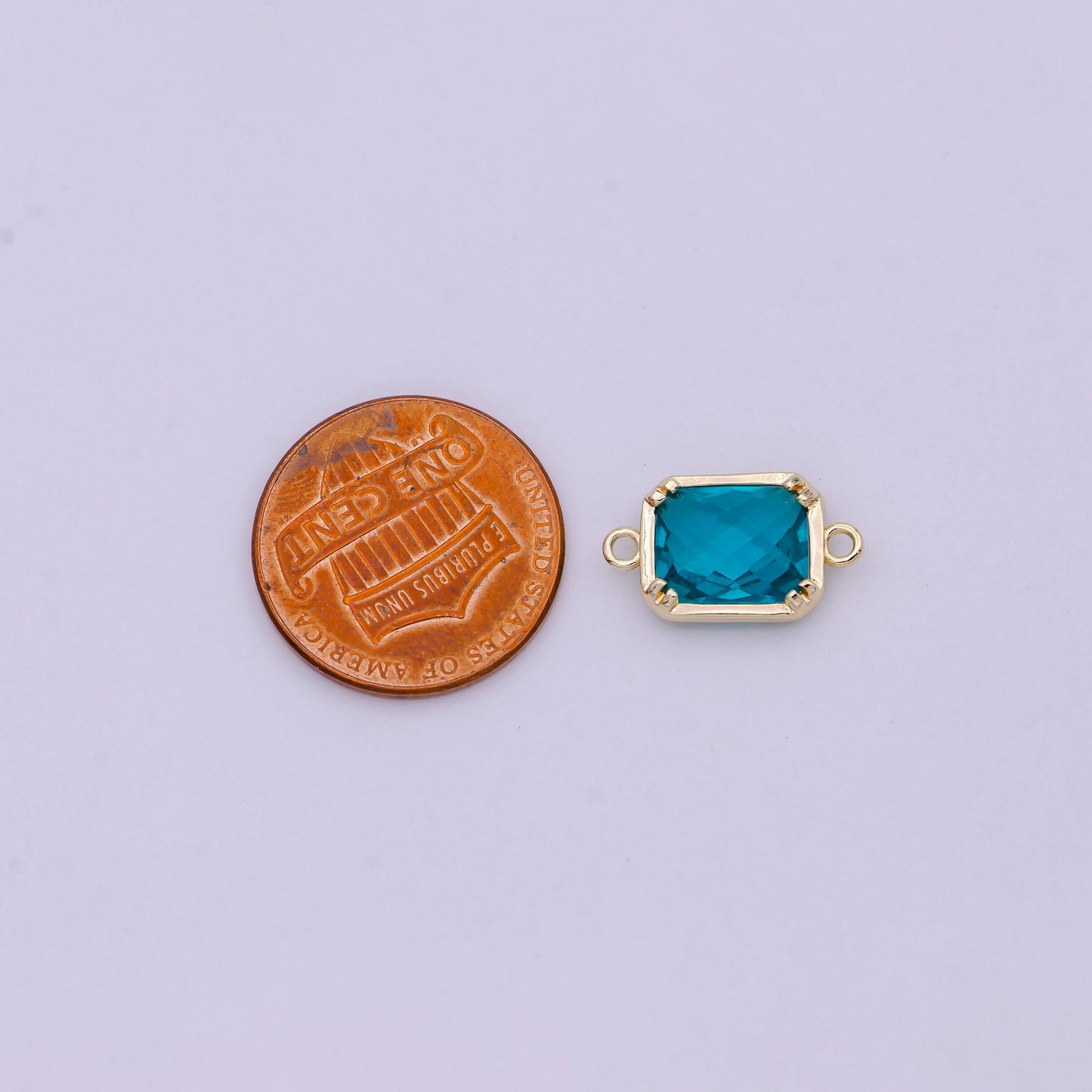 1x blue / clear cubic mini gold rectangle charm connector for bracelet necklace earring component two hole charm