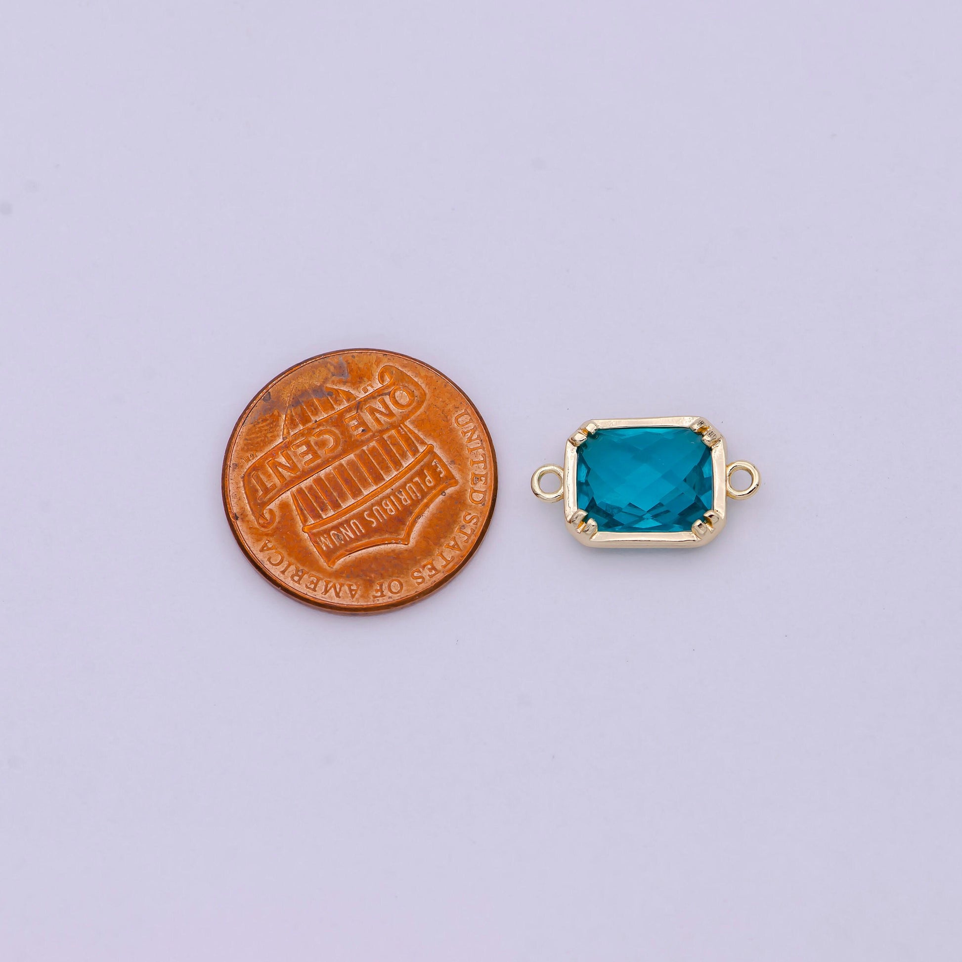 1x blue / clear cubic mini gold rectangle charm connector for bracelet necklace earring component two hole charm