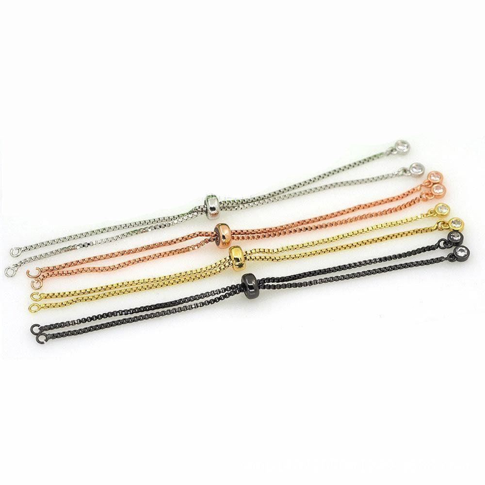 Adjustable gold filled bracelet half semi finished with rubber stopper bolo bracelets tennis bracelet box chain wholesale 1pc / 10pcs, k-504