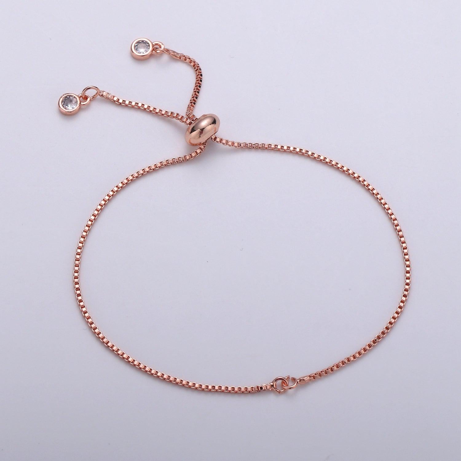 1pc.adjustble bracelet jumpring charm ready 24k gold box rolo cable, gold, black, silver, rosegold bracelet-supp 1080, 1081,1082,1088