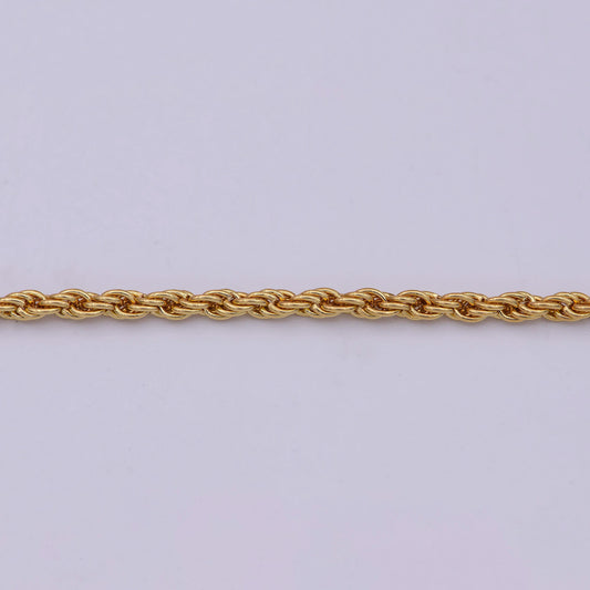 2.2mm dia. rope open link chain gold by yard, double oval link chain, fit well with 0.8 x 4mm jumpring gold rope for diy craft, roll- 566