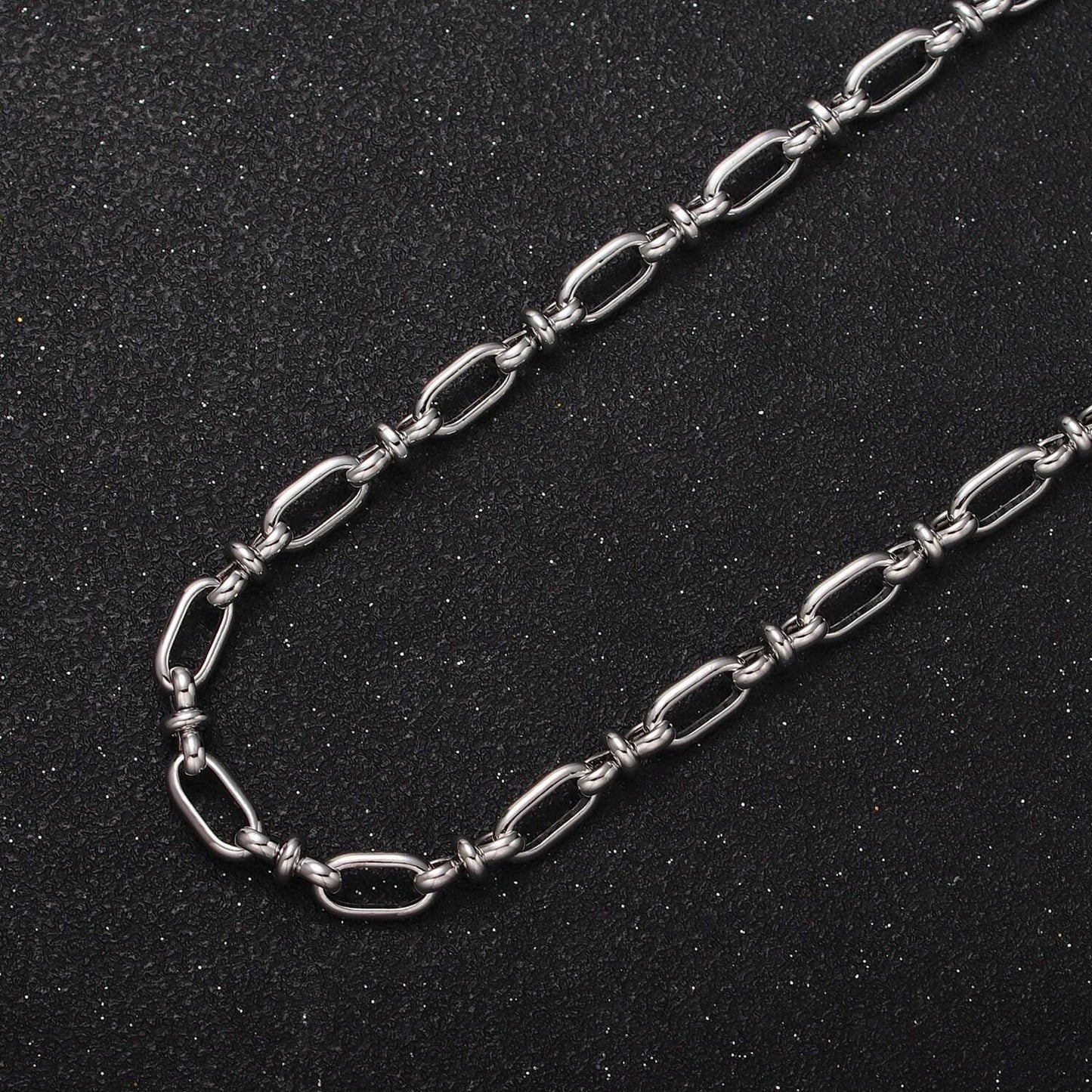 16k gold filled unique cable paper clip figure eight 8 link unfinished 4.5mm chain by yard in gold & silver | roll-1161 roll-1162