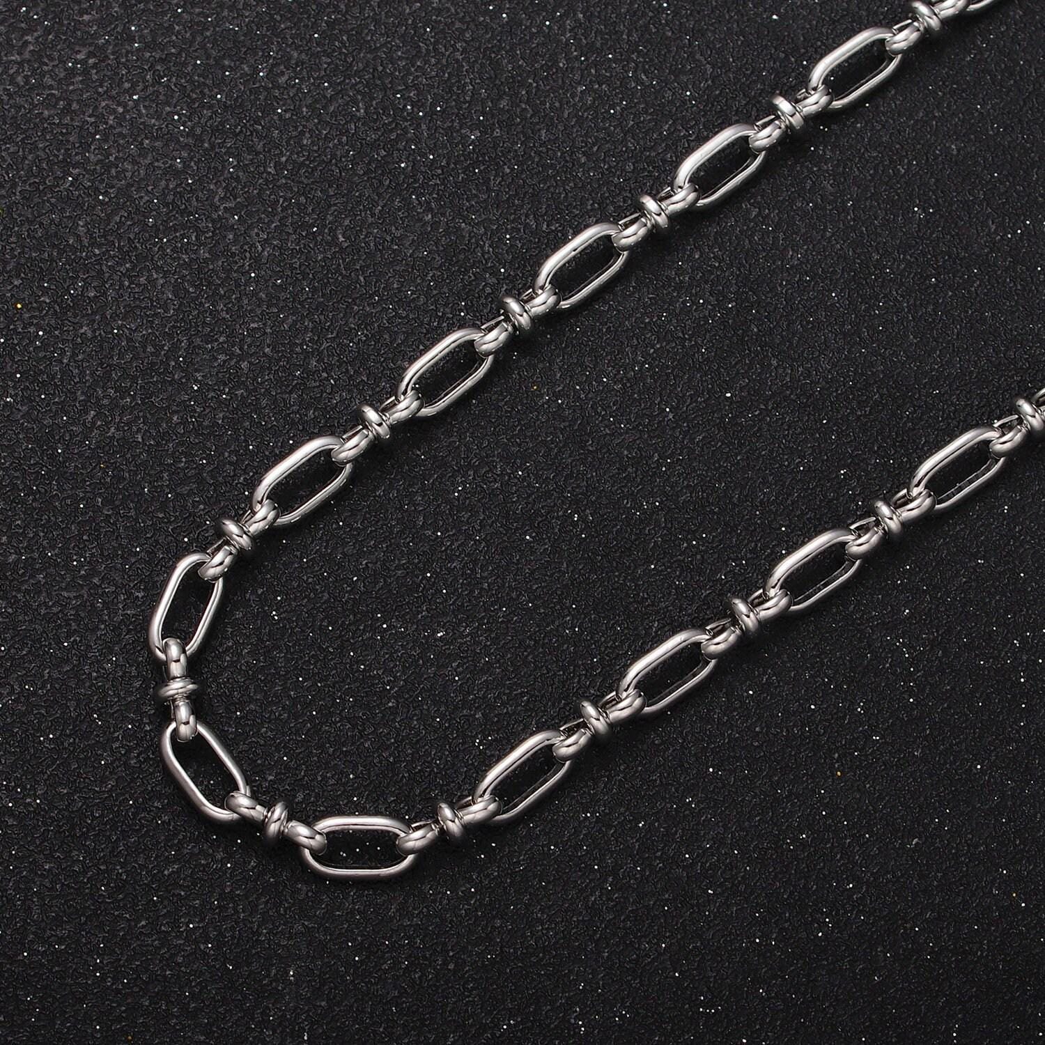 16k gold filled unique cable paper clip figure eight 8 link unfinished 4.5mm chain by yard in gold & silver | roll-1161 roll-1162