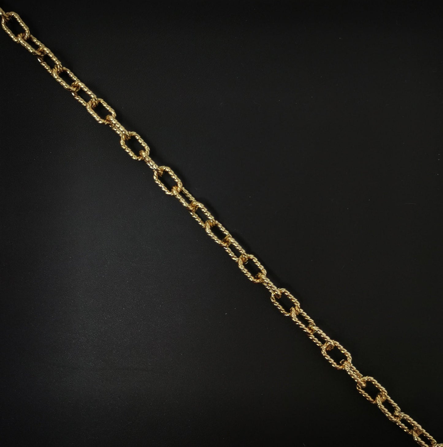 24k gold rope rolo chain by yard, rope cable chain by foot, wholesale bulk roll chain for jewelry making, width 6.5mm, 88
