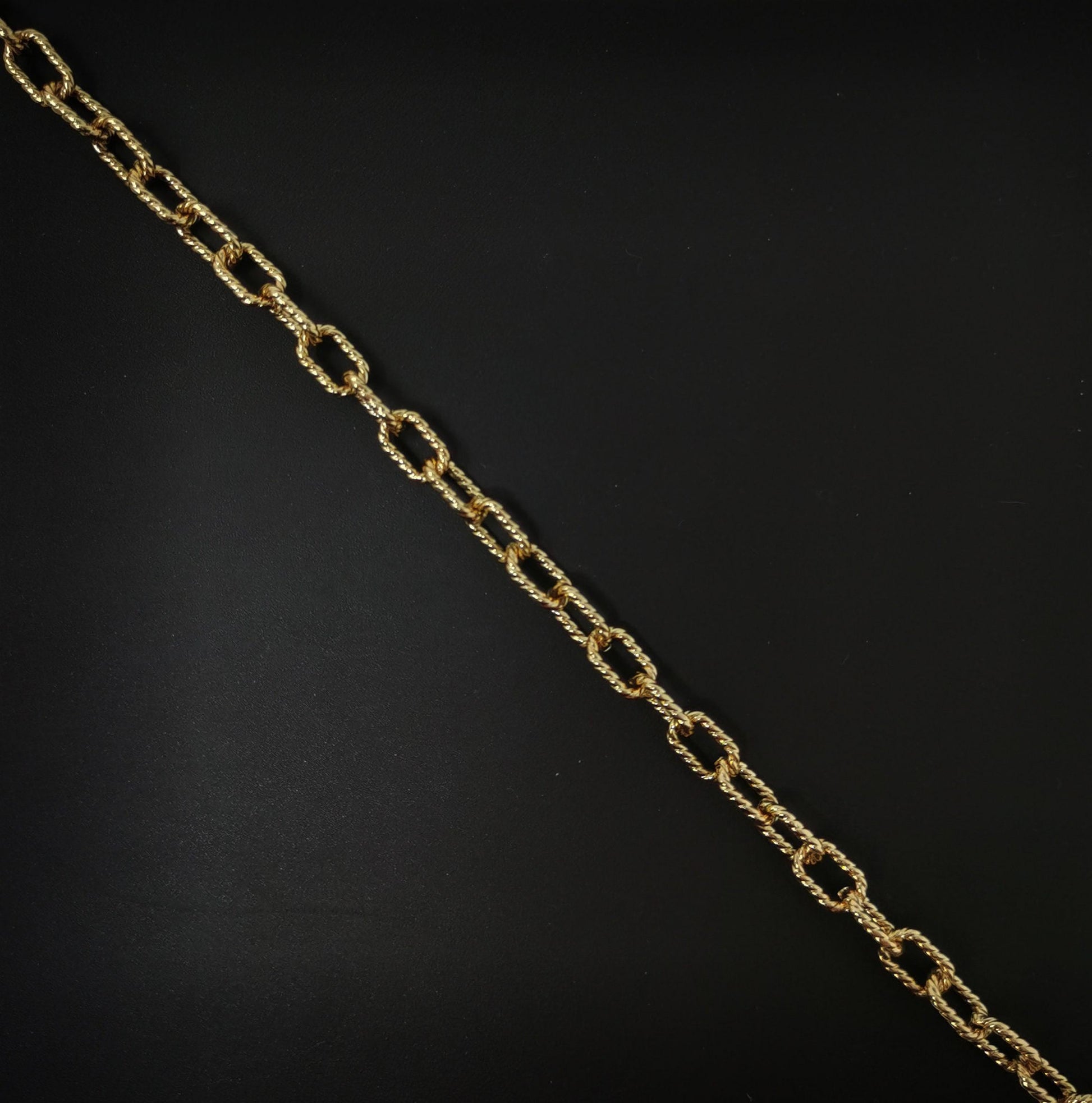 24k gold rope rolo chain by yard, rope cable chain by foot, wholesale bulk roll chain for jewelry making, width 6.5mm, 88