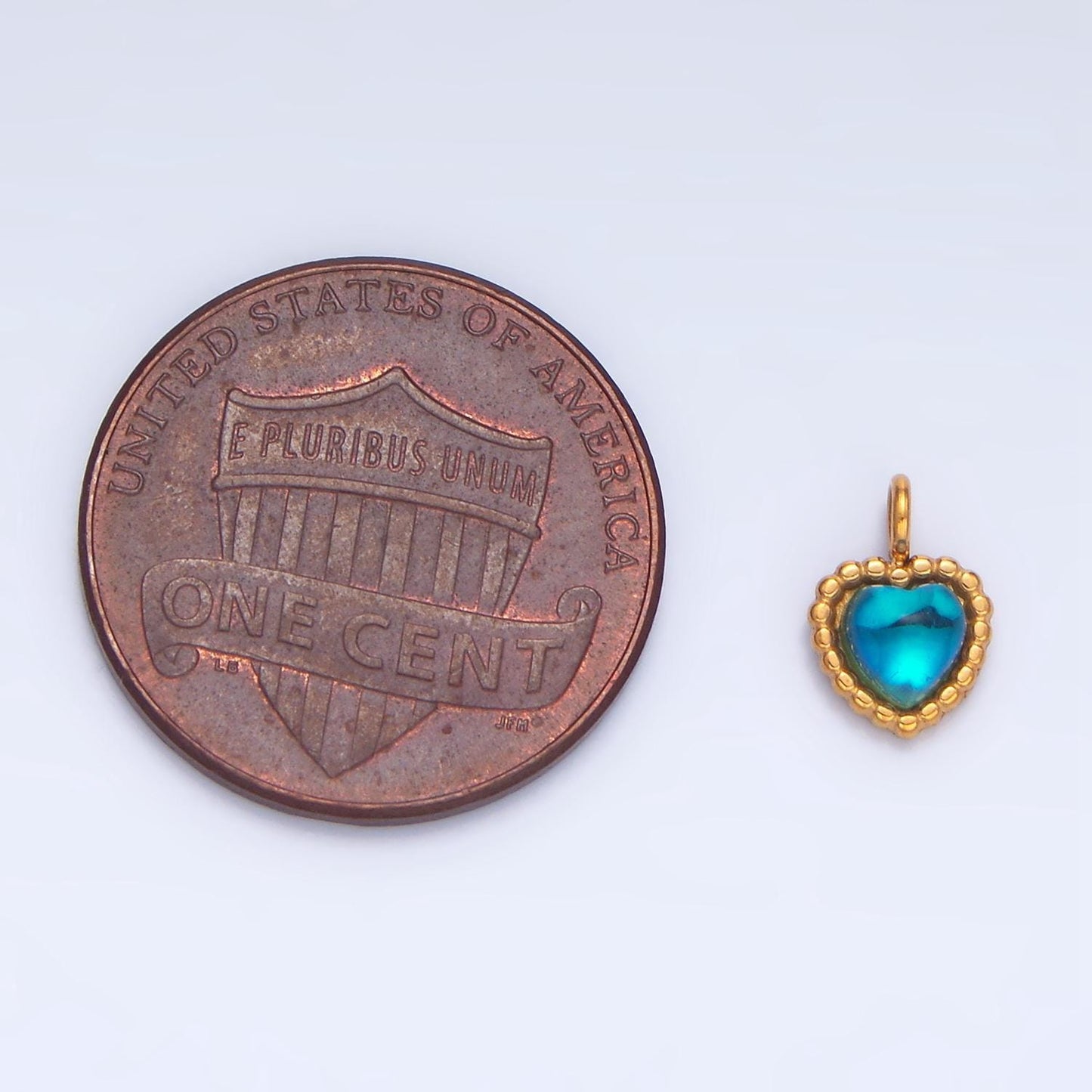 Mini heart charm gold stainless steel blue purple moonstone love jewelry pendant | p-1278