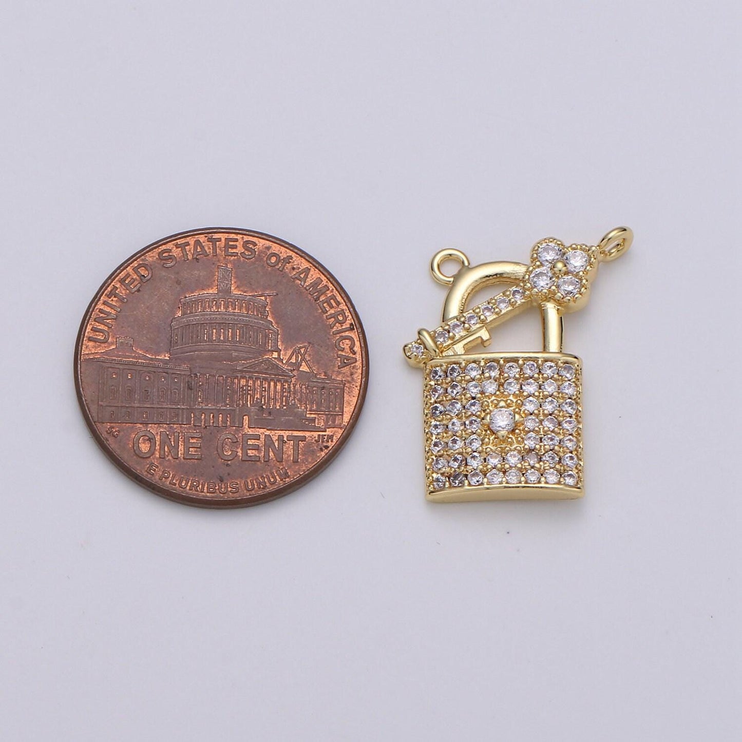 24k gold padlock and key cz micro pave charm pendant lock and key charm necklace for statement necklace component