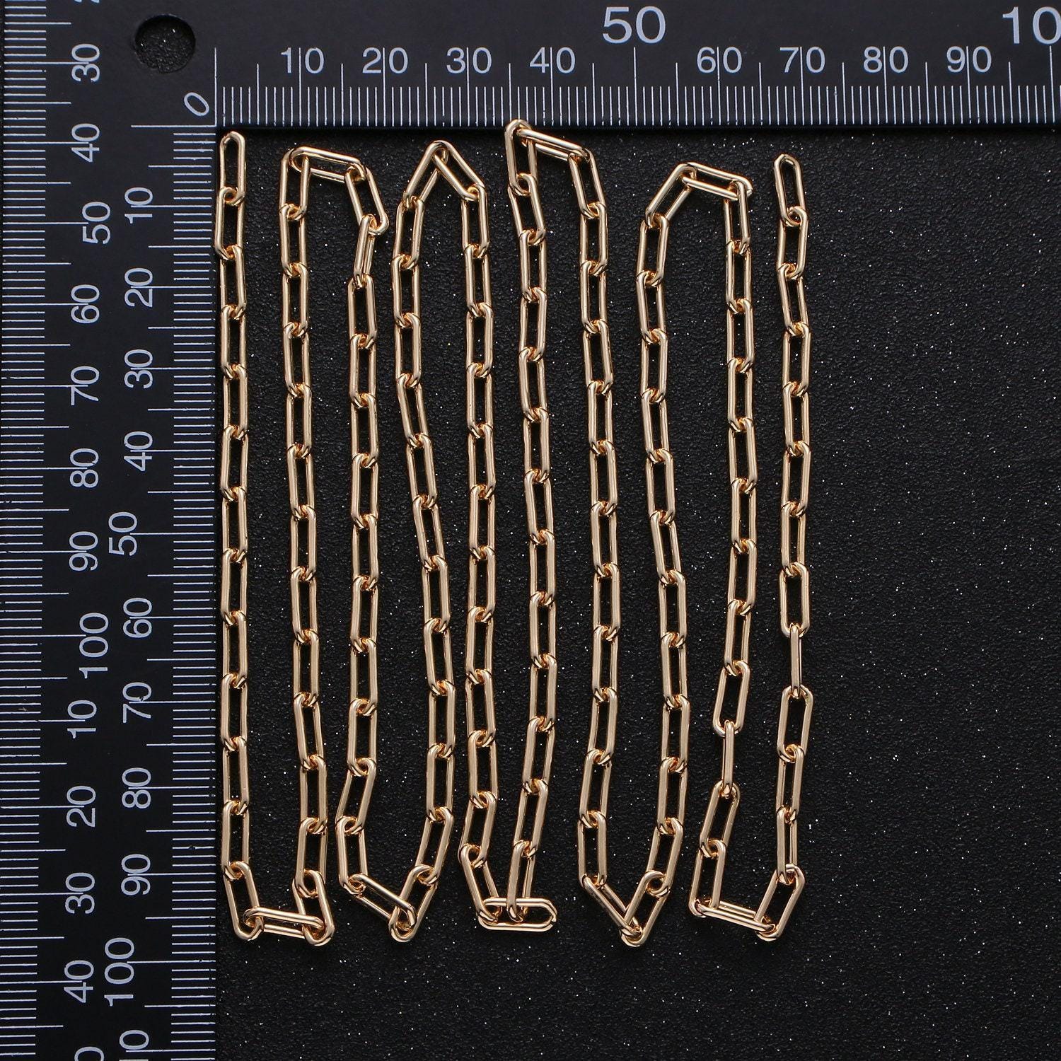 14k gold paperclip rolo cable chain by yard, slender paper clip chain, gold cable rolo chain, thicknest 0.9mm, roll-260