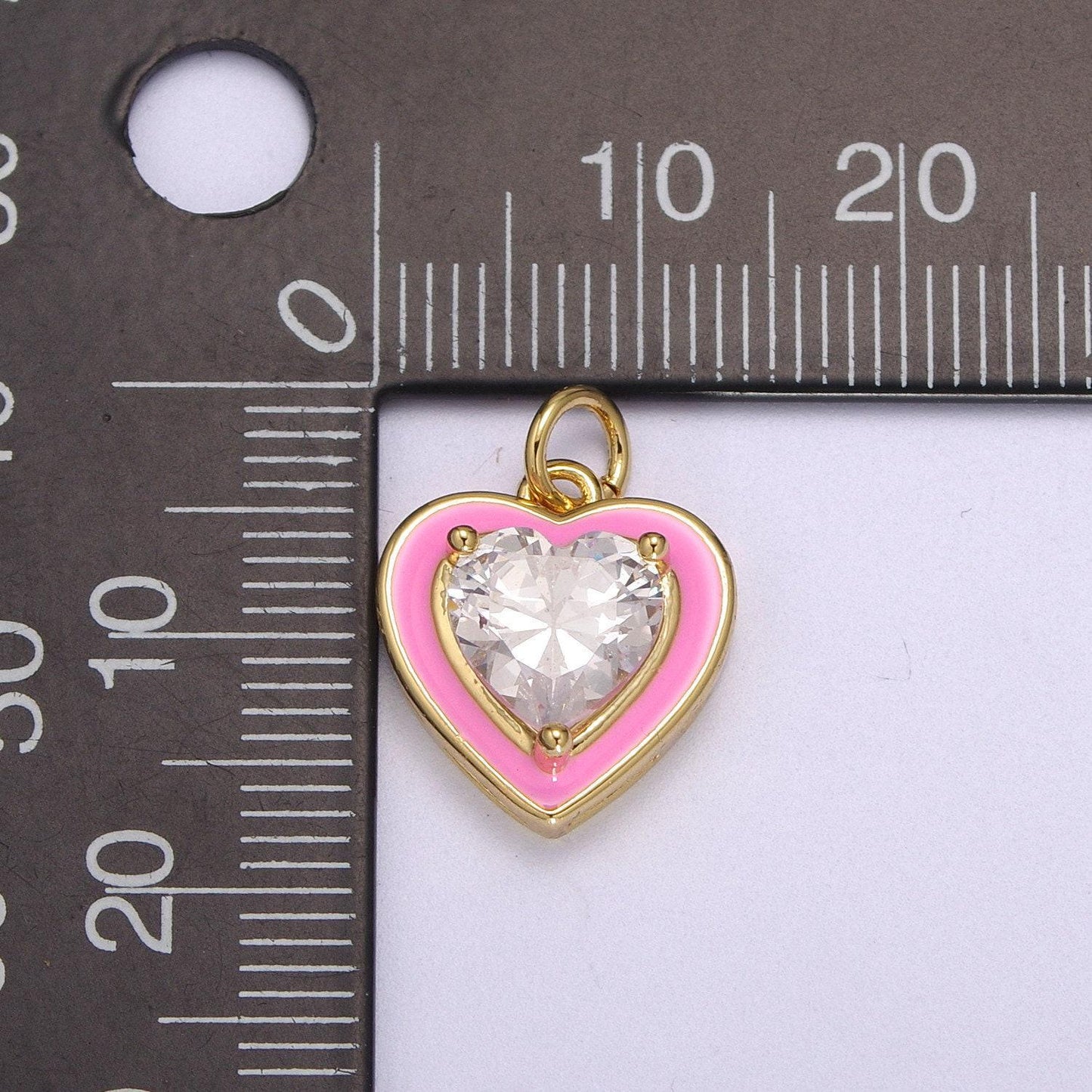 1pc gold heart enamel solitaire cz charms, cubic love charm with color enamel to choose charm medallion for necklace,m-670-m673