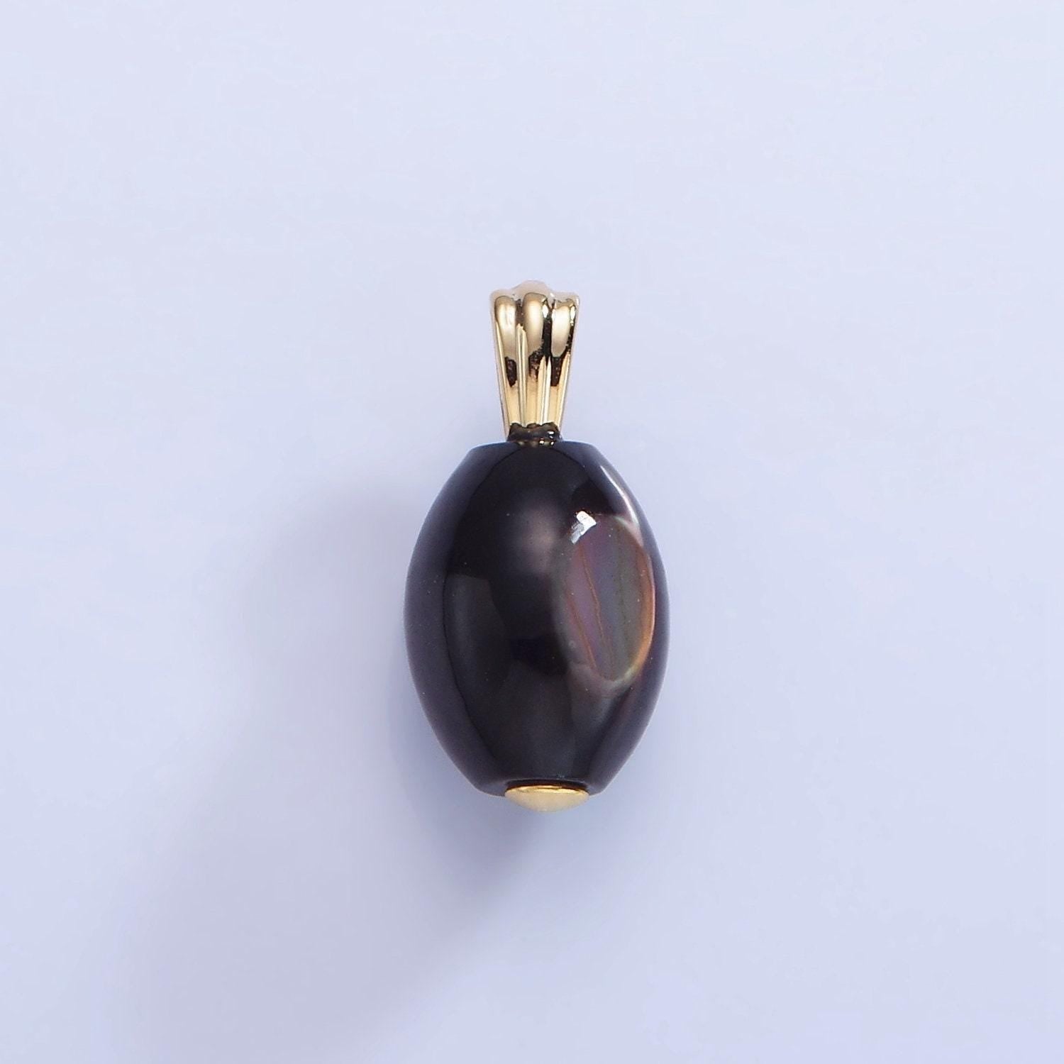Dark black oval pear pearl charm teardrop genuine freshwater black gothic pearls pendant p1579