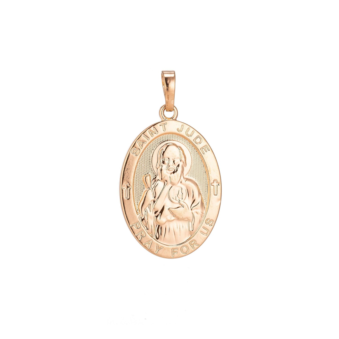 Saint jude charm gold medallion charm, gold filled st jude religious medal patron saint pendant religious coin catholic rosarry supply,h-282