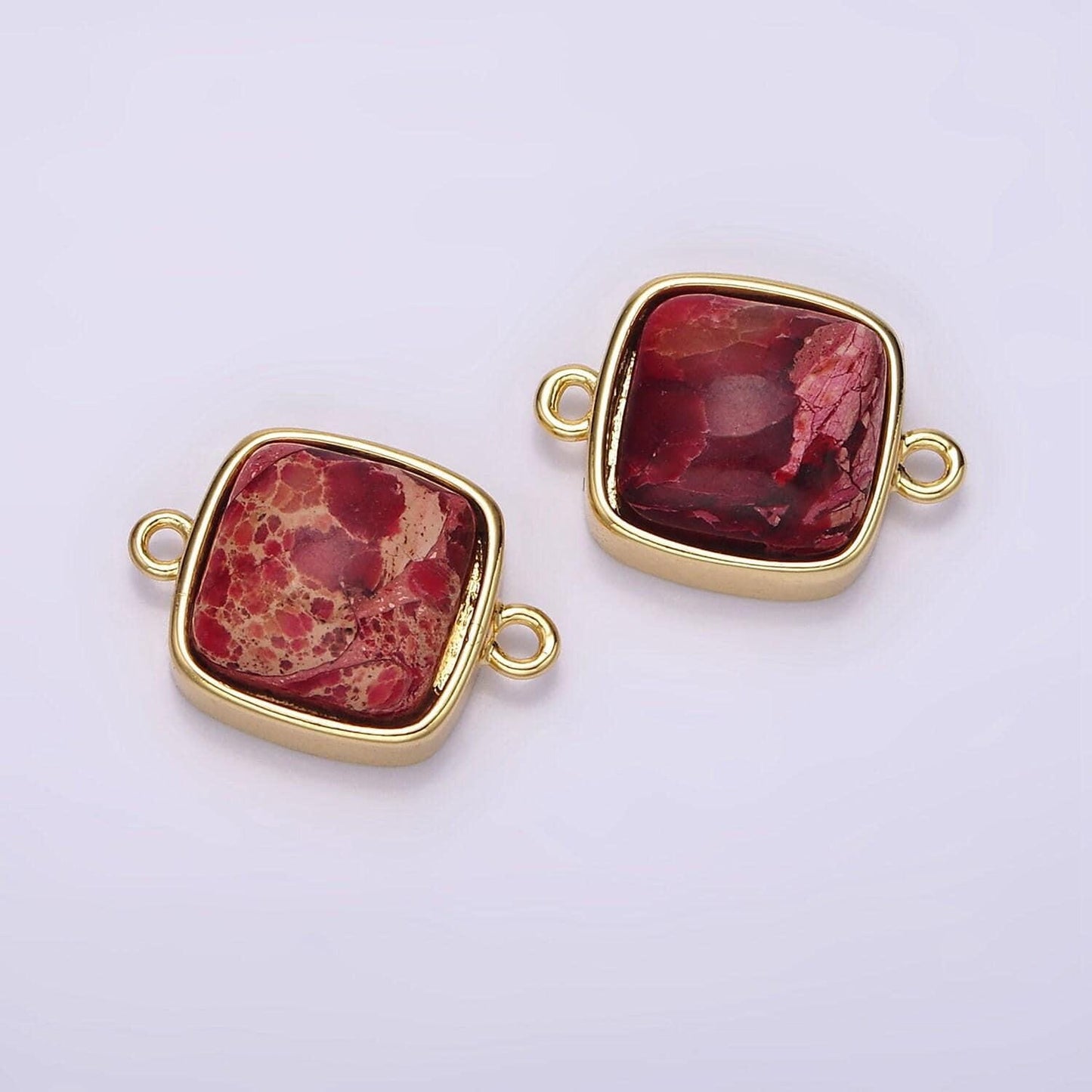 14k gold filled 12mm onyx, sea sediment jasper, lapis lazuli, aventurine square bezel connector | g119 - g125