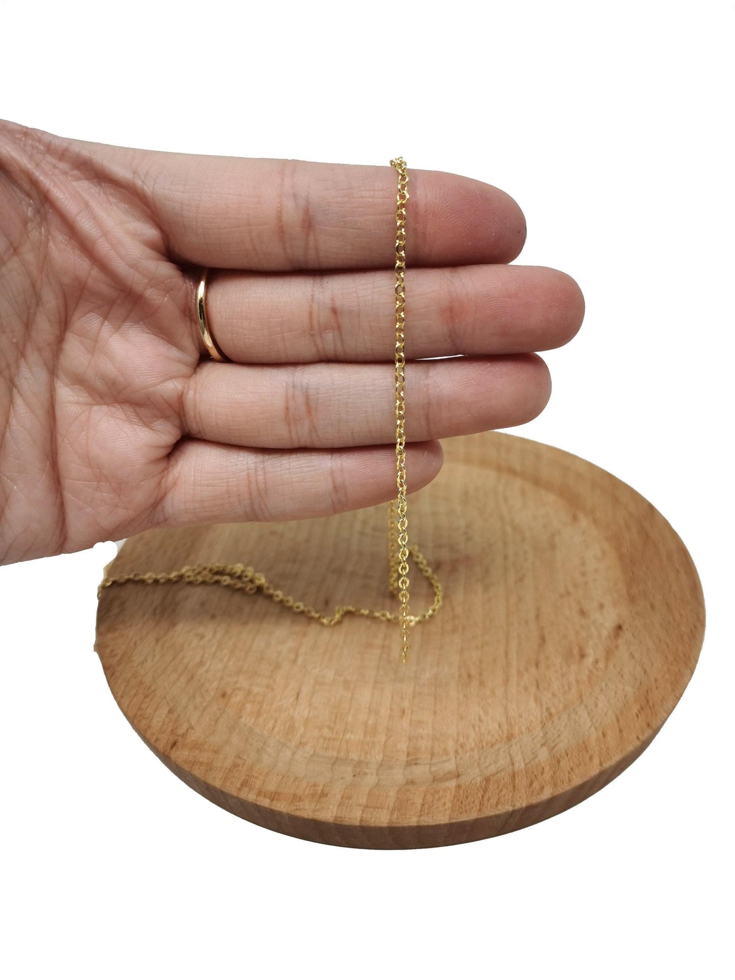 Gold rolo cable chain by yard, oval link chain,wholesale bulk roll chainfor jewelry making, thickness 1mm- 23