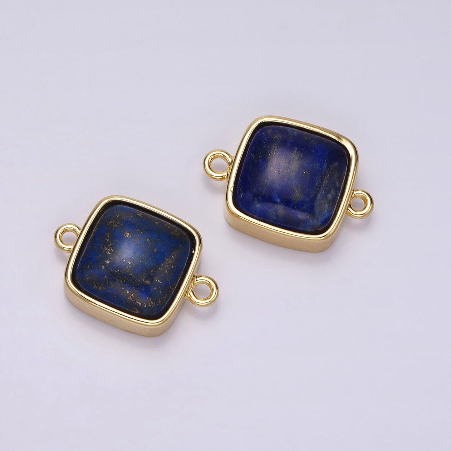 14k gold filled 12mm onyx, sea sediment jasper, lapis lazuli, aventurine square bezel connector | g119 - g125