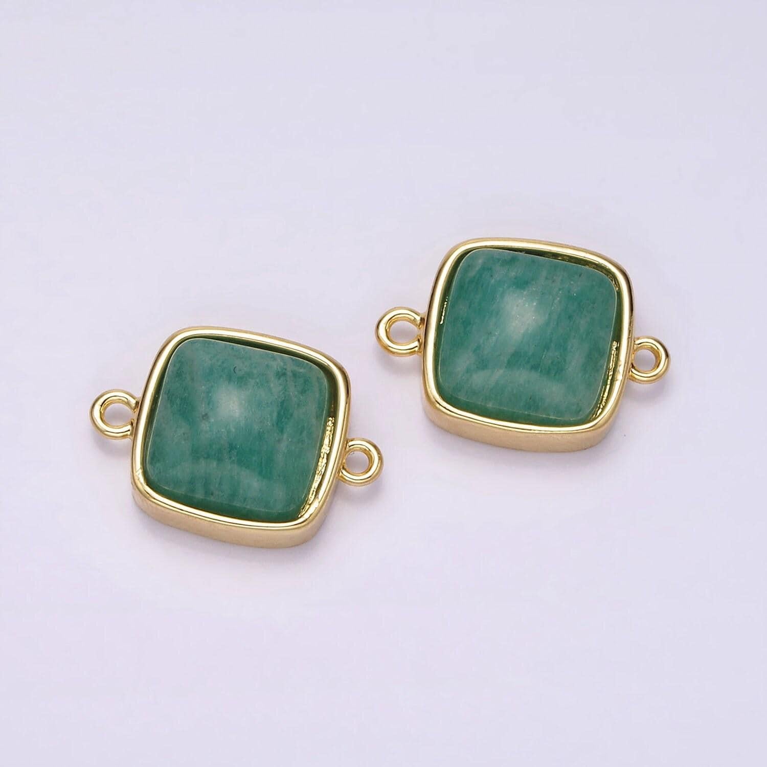 14k gold filled 12mm onyx, sea sediment jasper, lapis lazuli, aventurine square bezel connector | g119 - g125