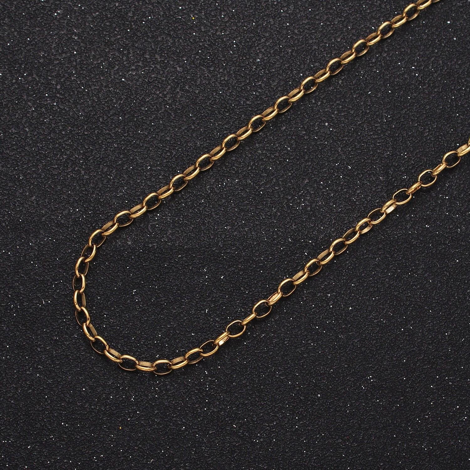 Dainty stainless steel hypoallergenic cable chain anti tarnish unfinished chain for necklace bracelet anklet jewelry making supply roll 1346